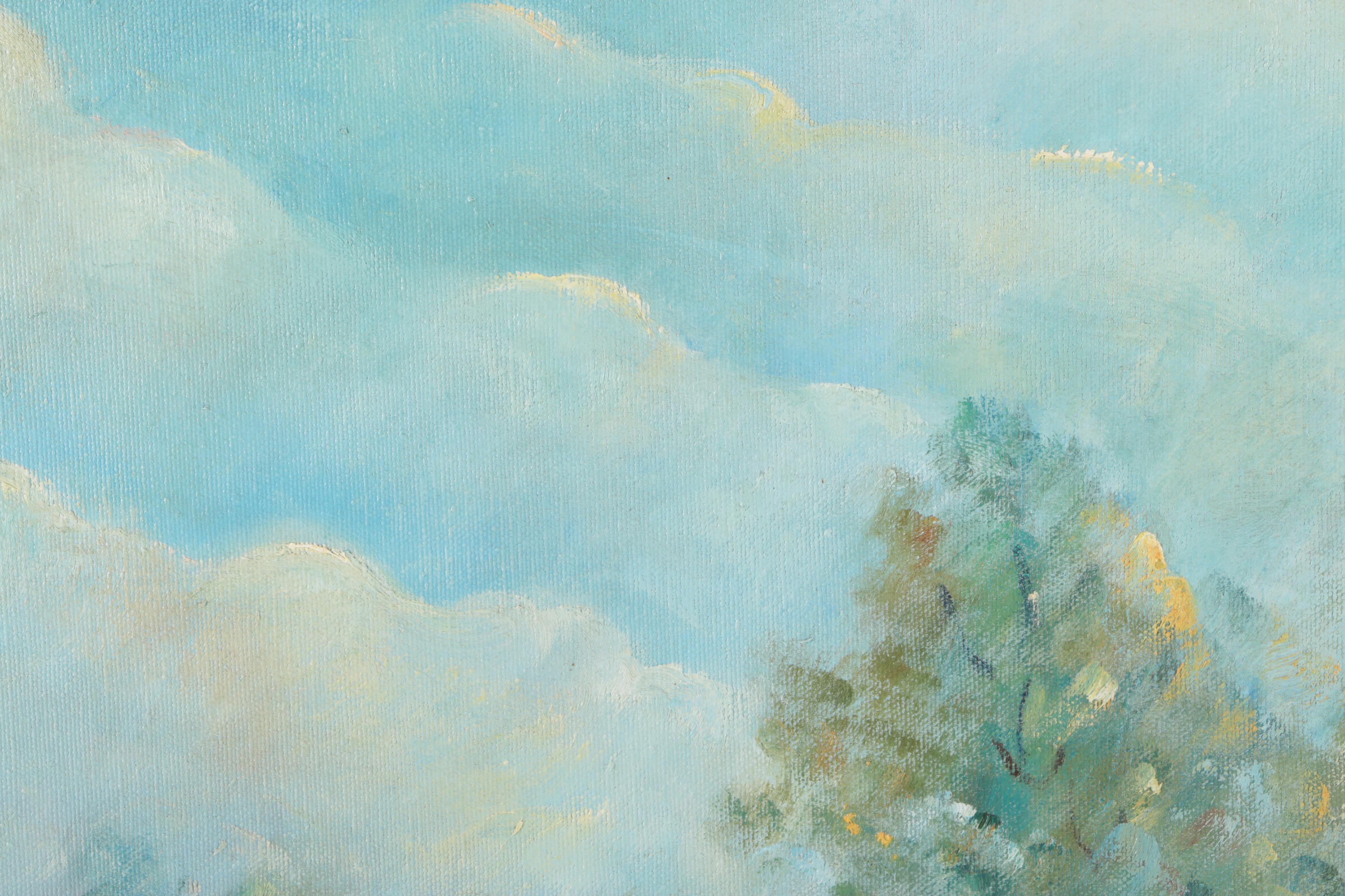 D. Van Cort "Figure in Field" Original Oil Painting on Canvas