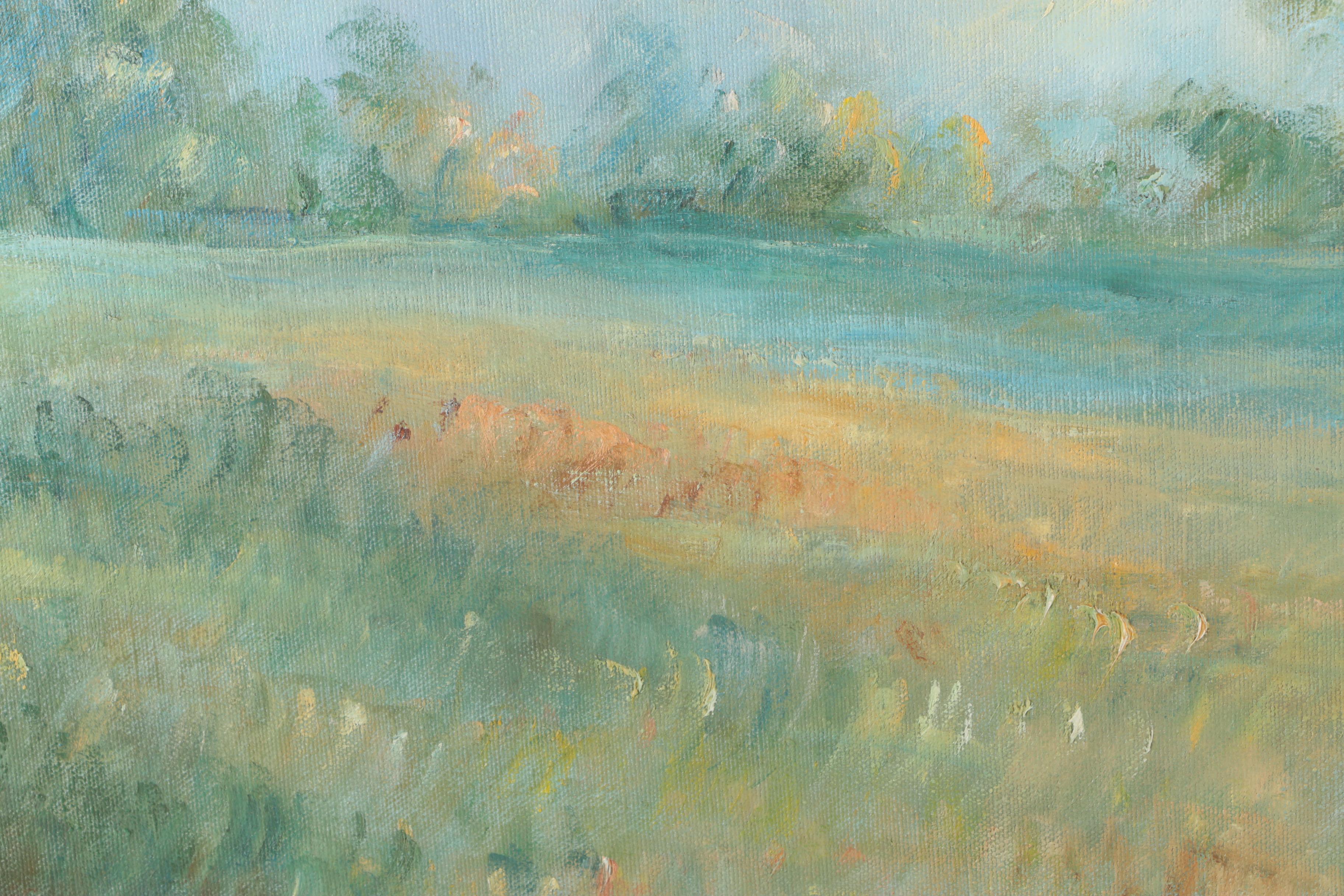 D. Van Cort "Figure in Field" Original Oil Painting on Canvas