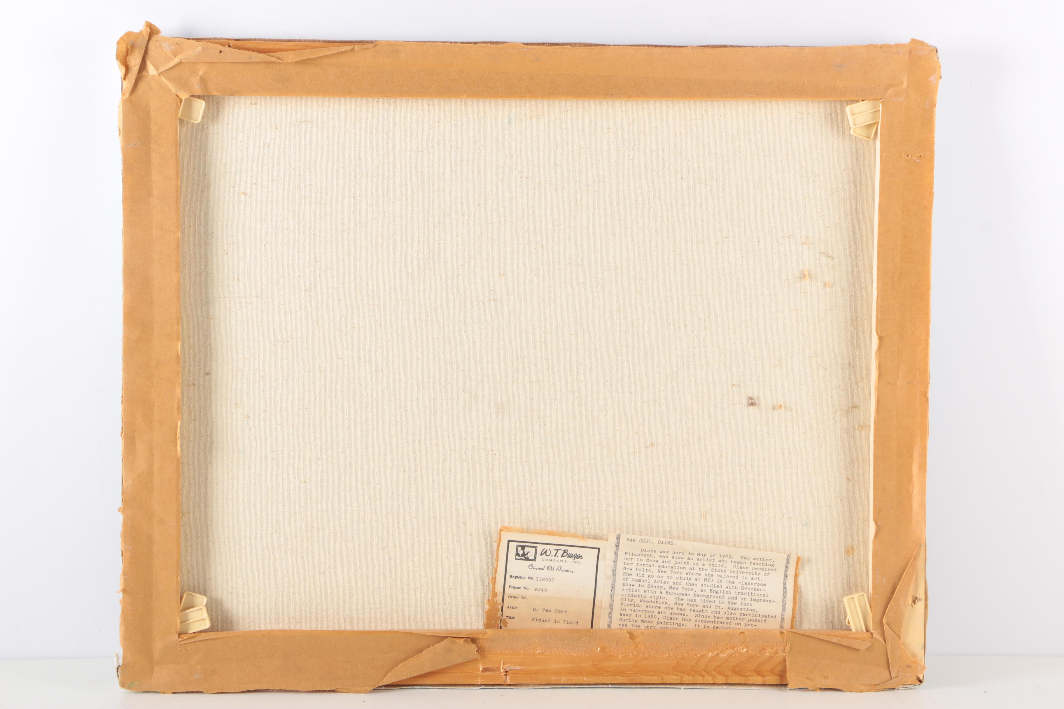 D. Van Cort "Figure in Field" Original Oil Painting on Canvas