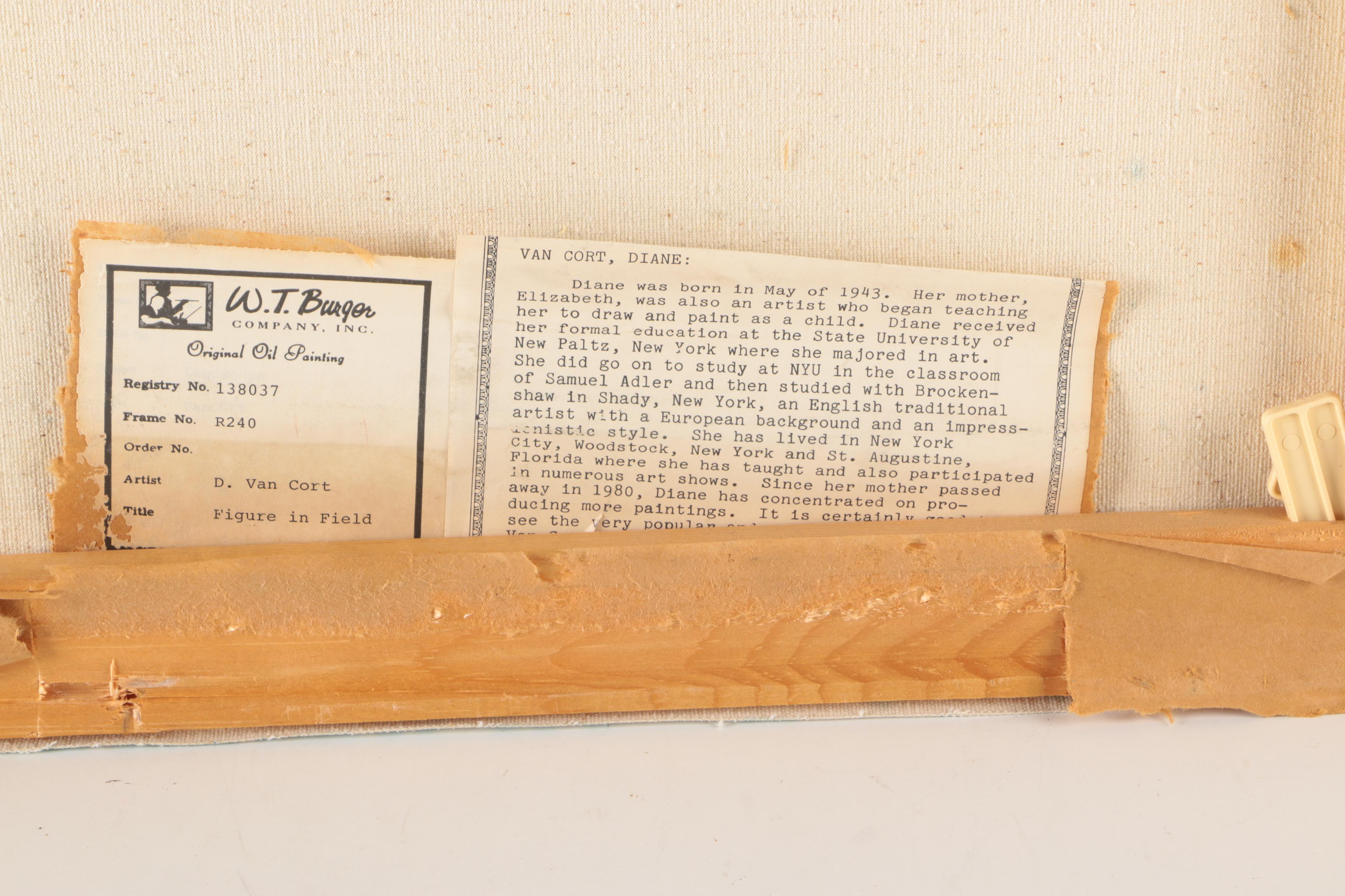 D. Van Cort "Figure in Field" Original Oil Painting on Canvas