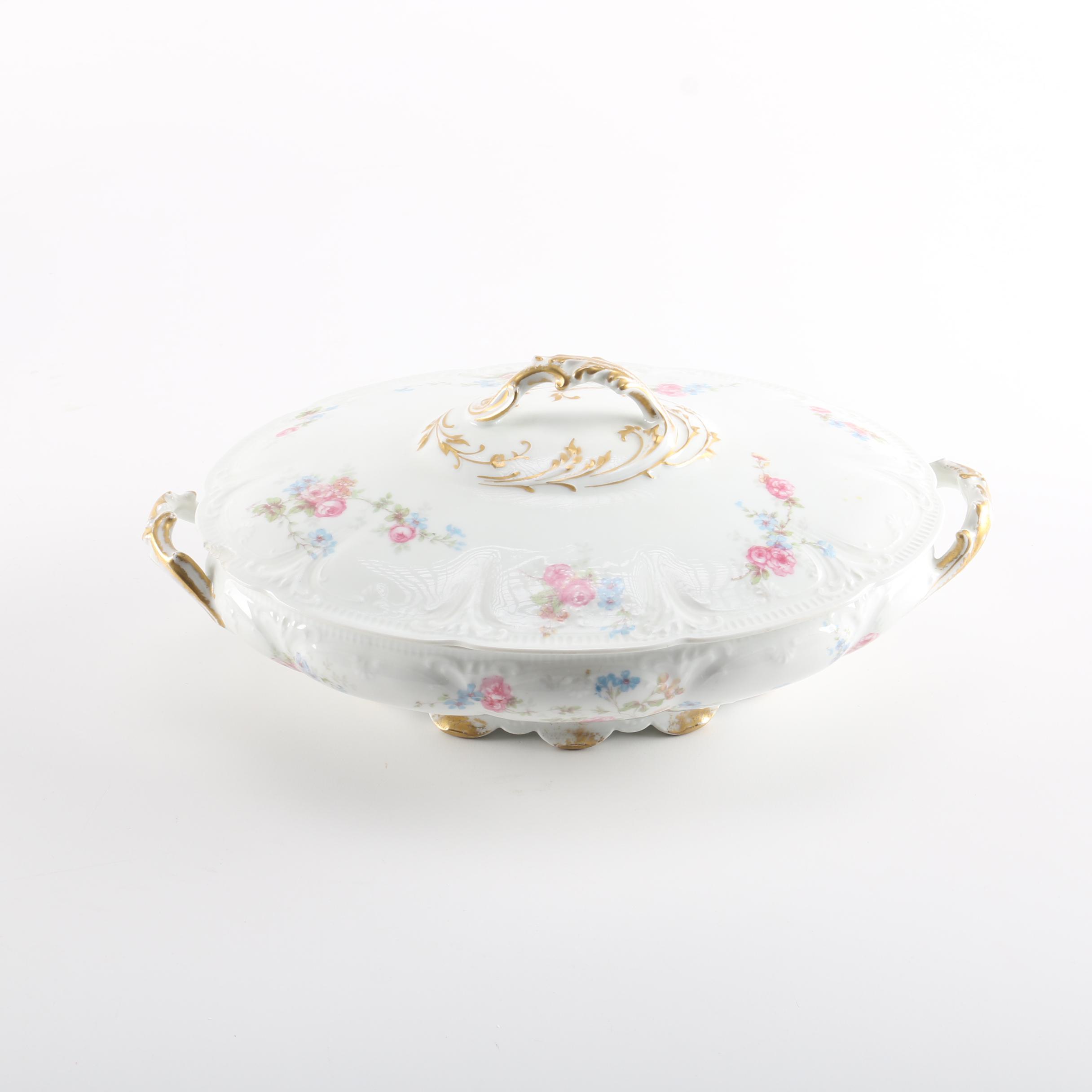 Antique Charles Field Haviland Porcelain Covered Vegetable Dish