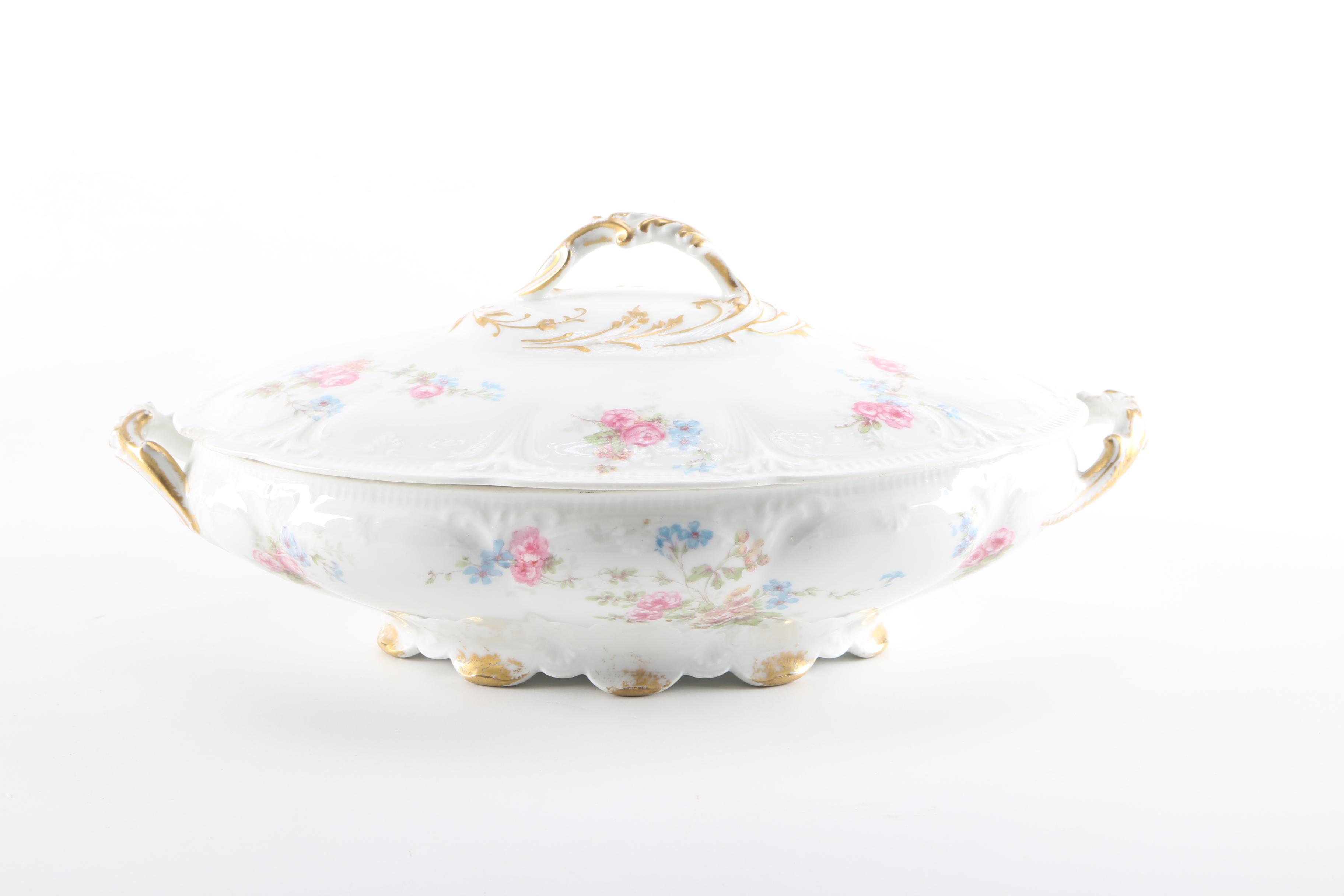 Antique Charles Field Haviland Porcelain Covered Vegetable Dish