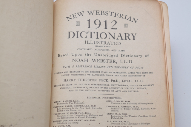 Antique New Websterian Dictionary and Edgren's Italian-English Dictionary