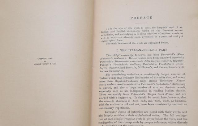 Antique New Websterian Dictionary and Edgren's Italian-English Dictionary