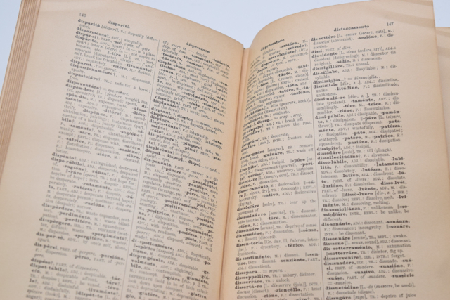 Antique New Websterian Dictionary and Edgren's Italian-English Dictionary