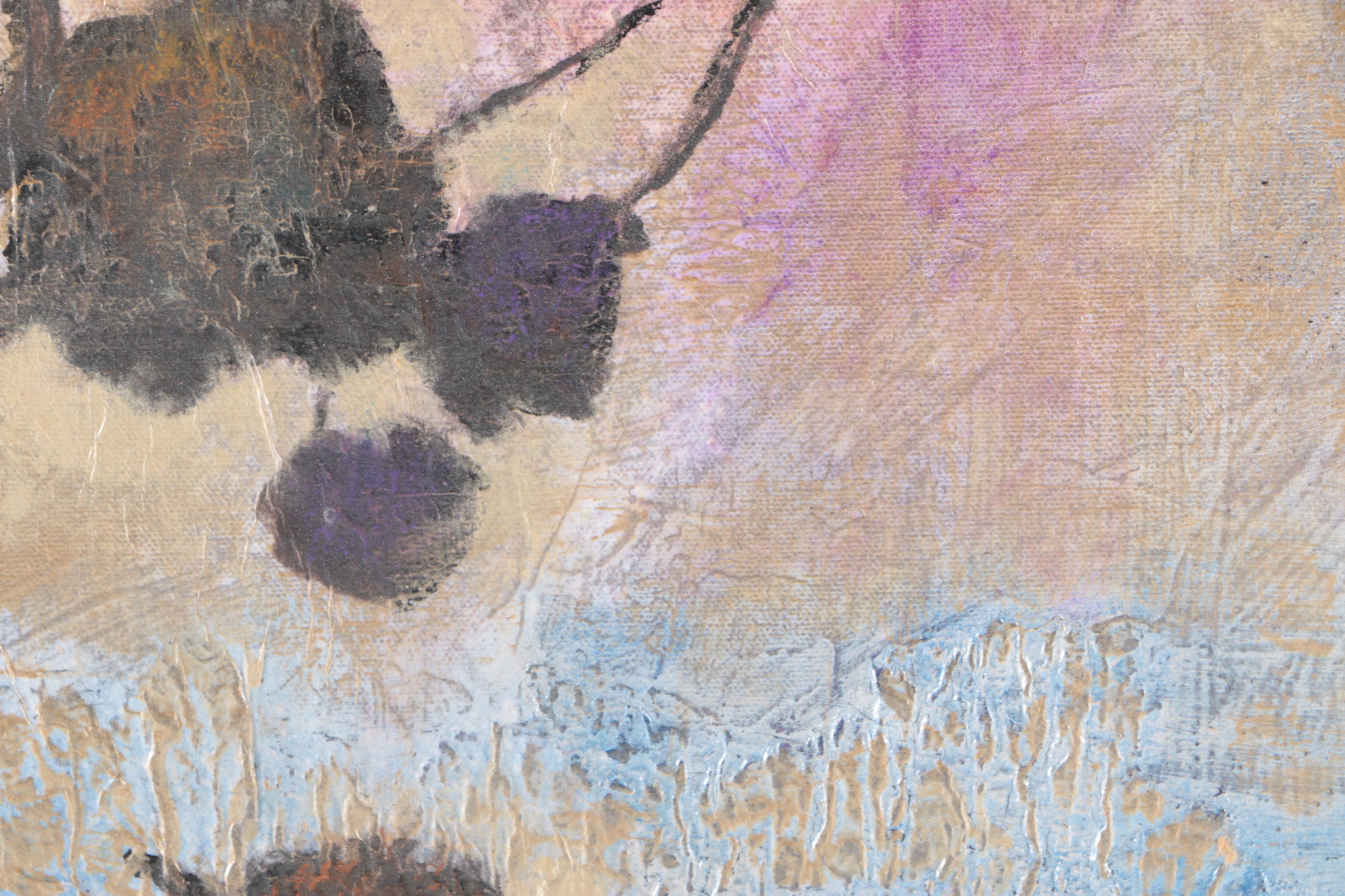 Hollack "Night Fall IV" Mixed Media Painting