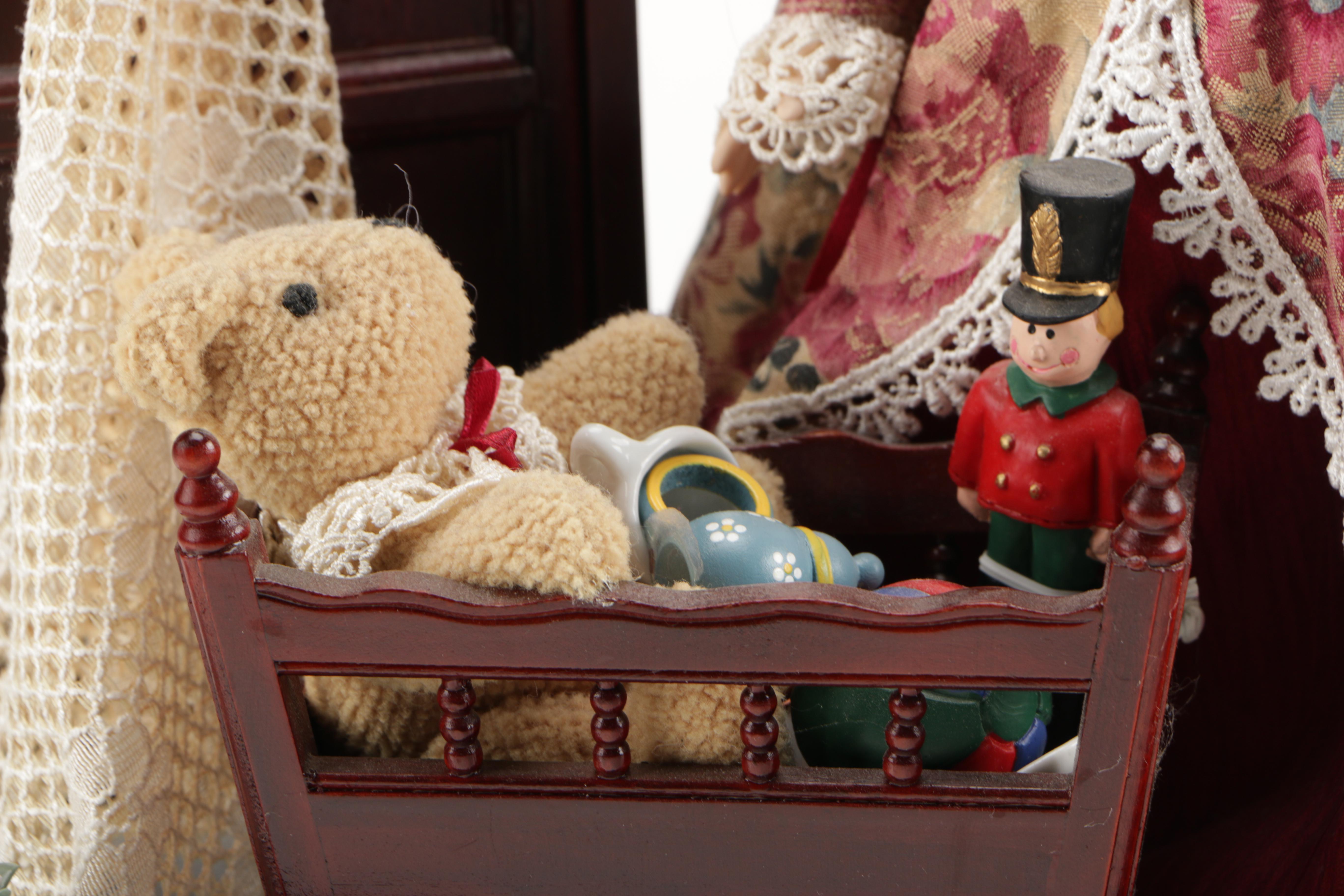 Porcelain Doll and Attached Accessories