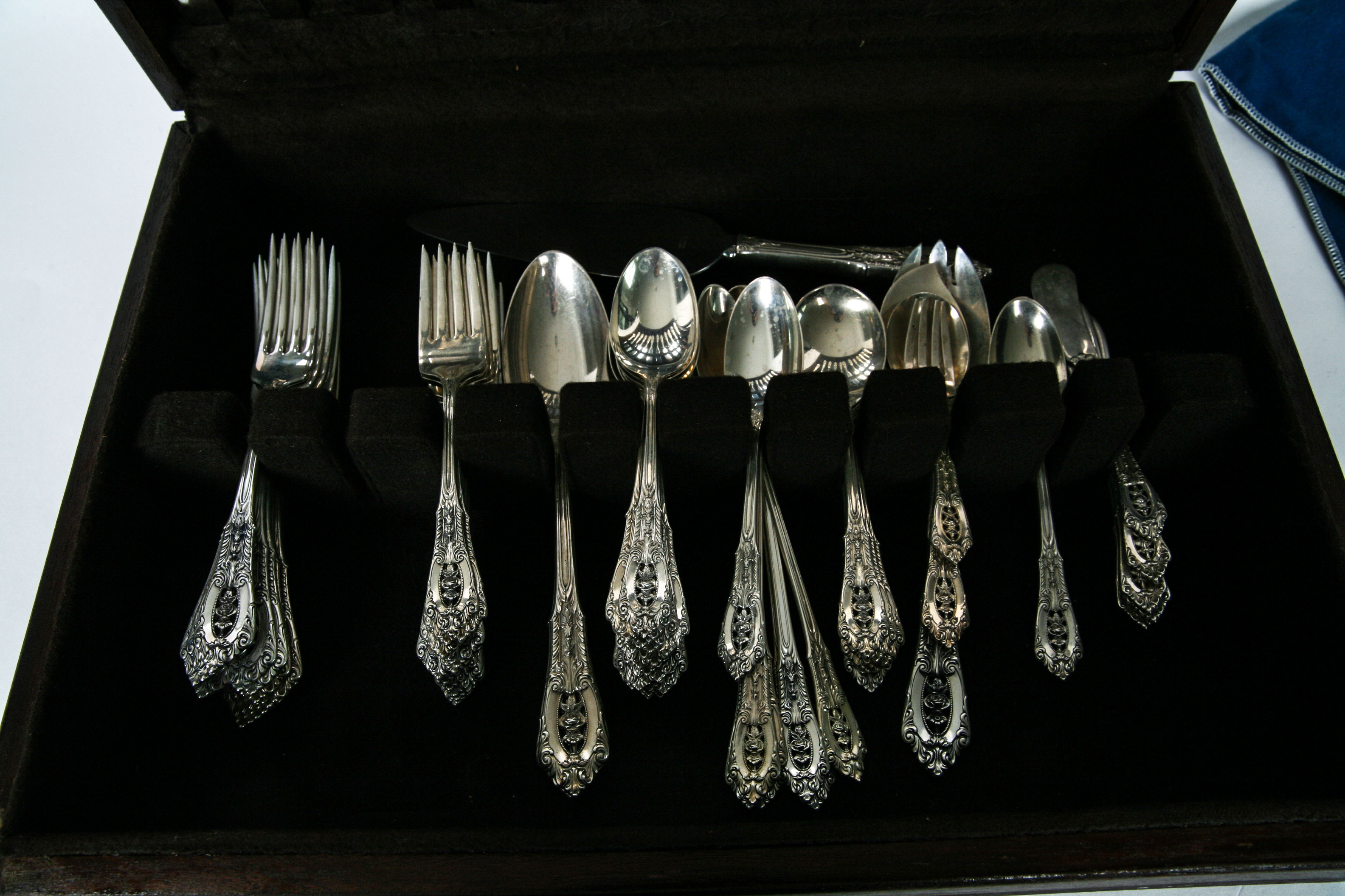 Set of Wallace Sterling Silver Flatware in "Rose Point" and More