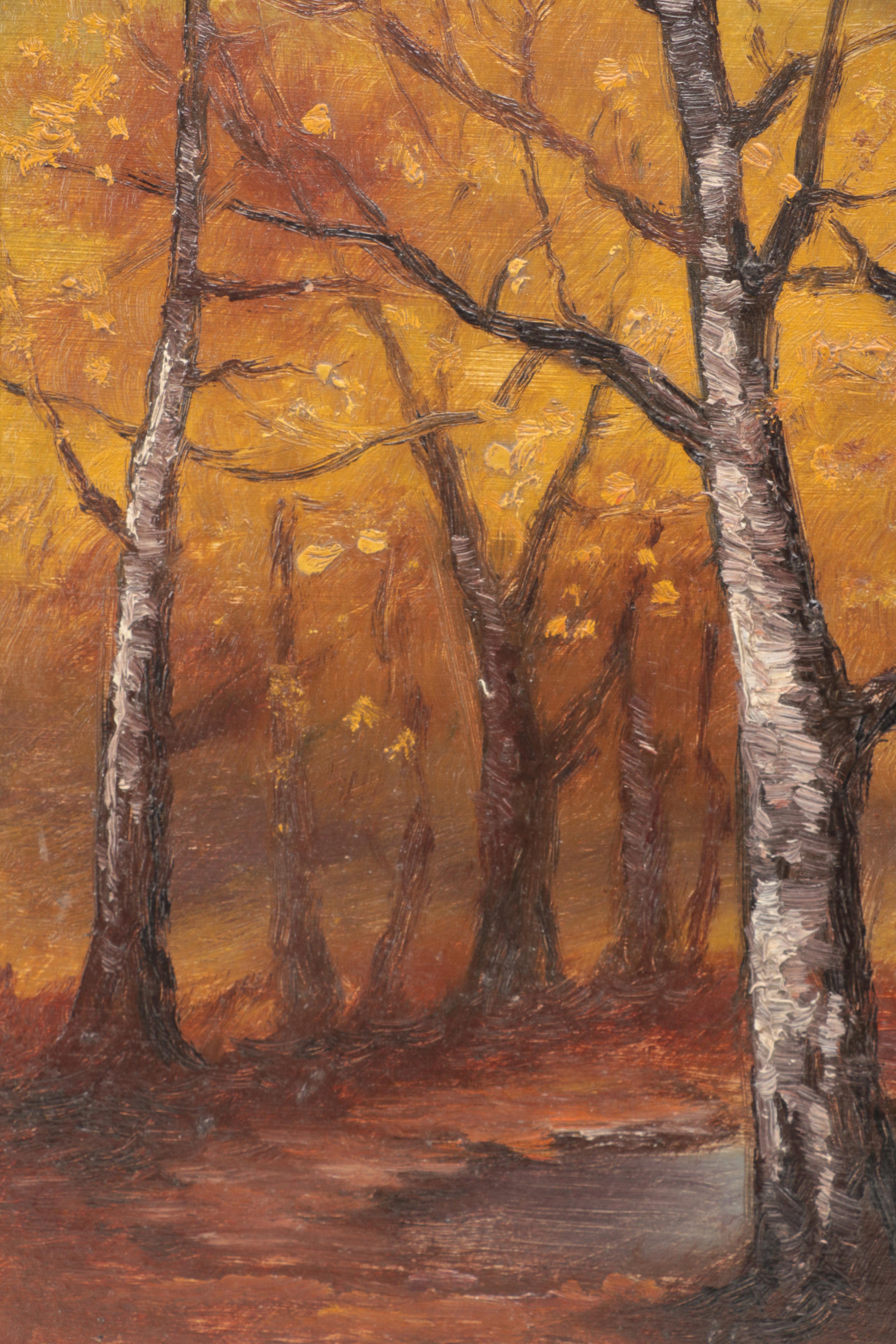 Kalman Mesterhazy Oil Painting on Board Wooded Landscape