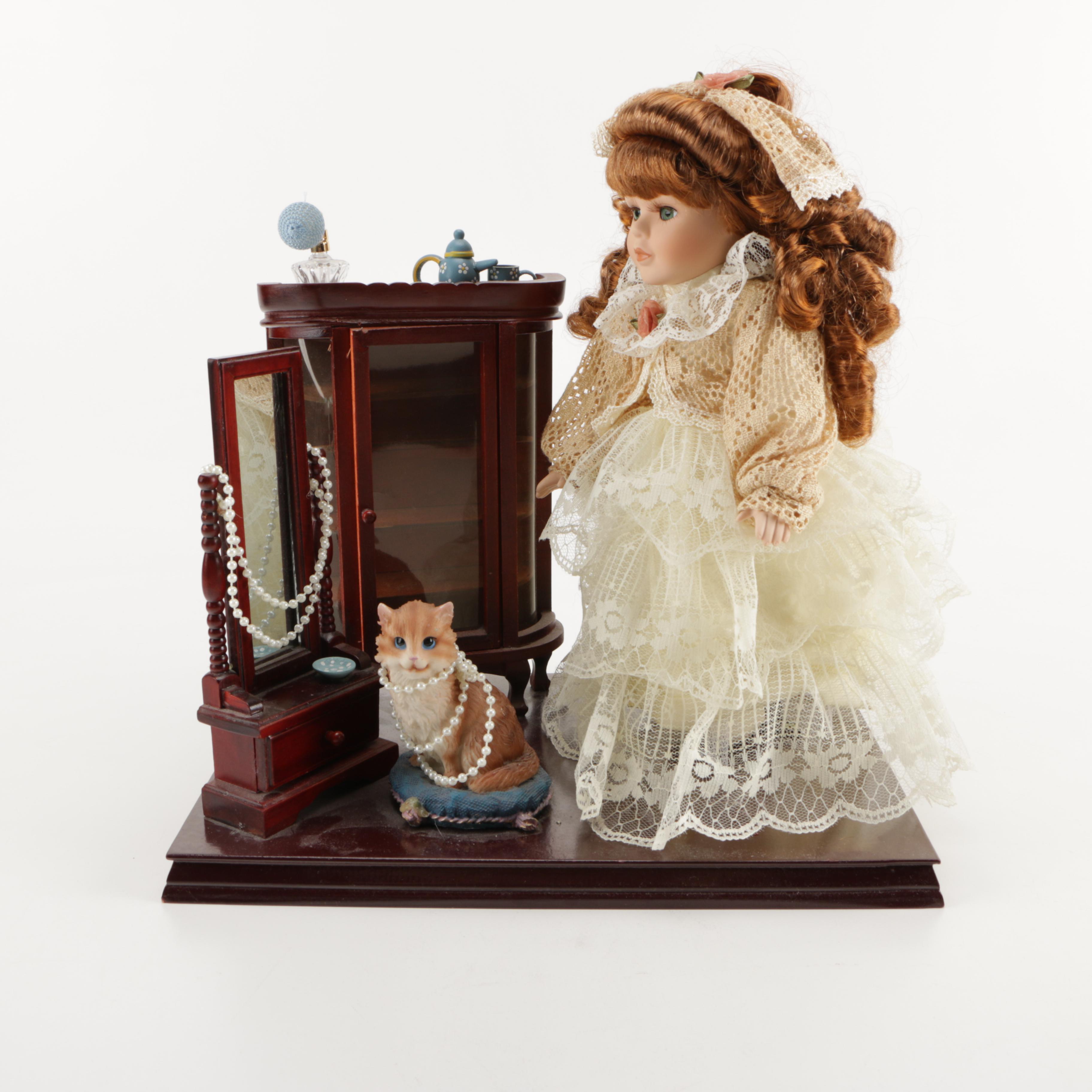 Collectors Choice Porcelain Doll With Accessories