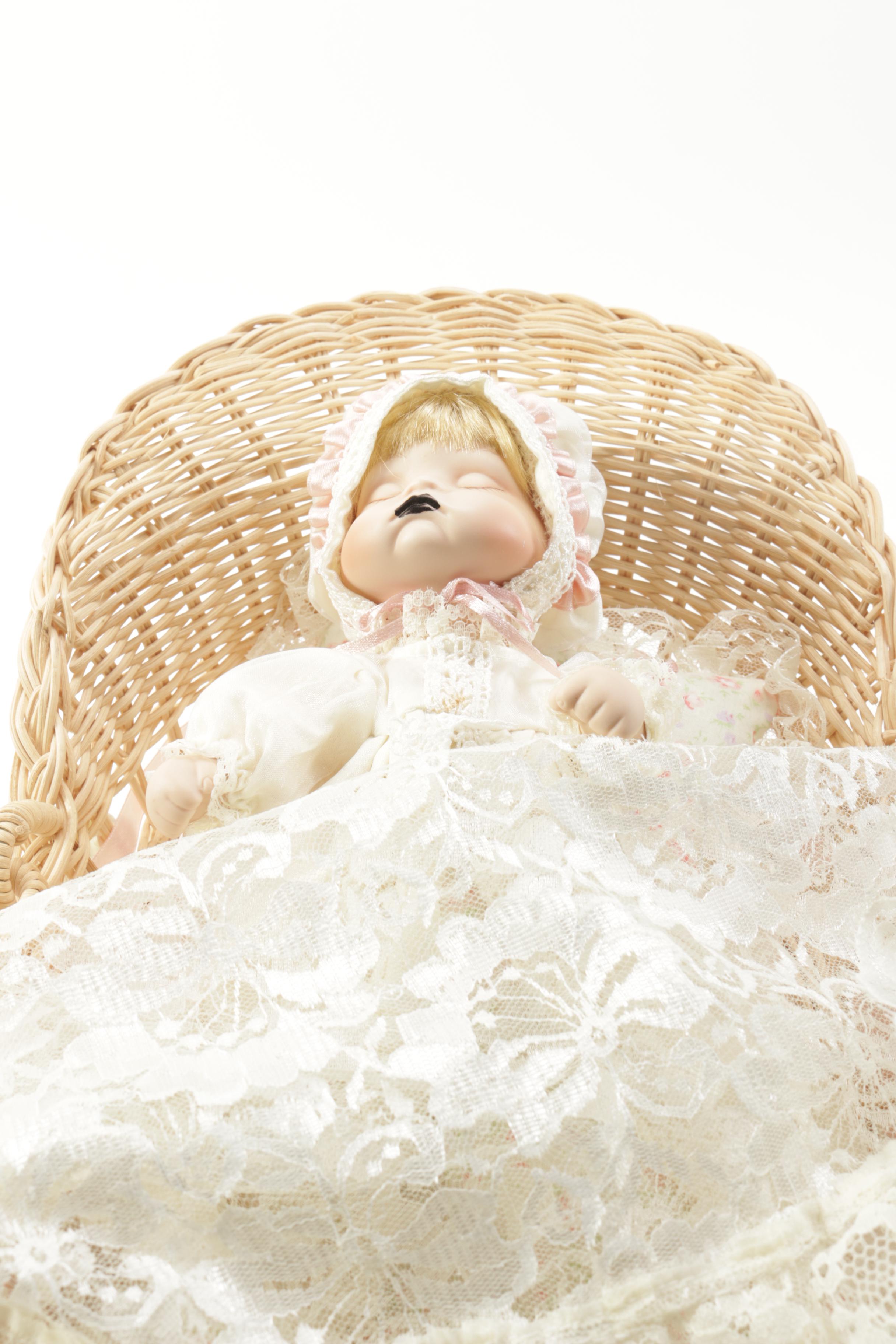 Baby Doll in Rocking Basket
