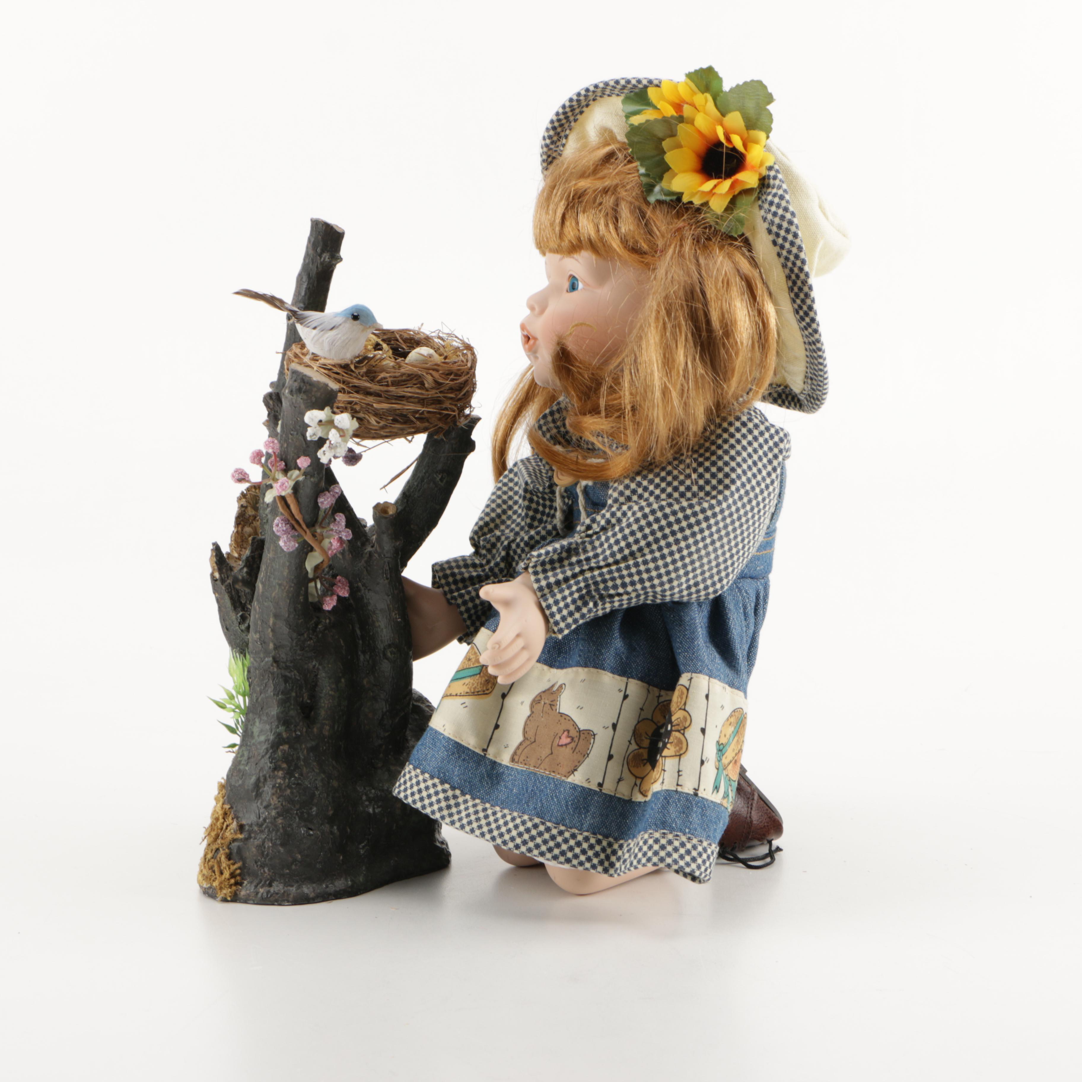 Porcelain Doll With Bird