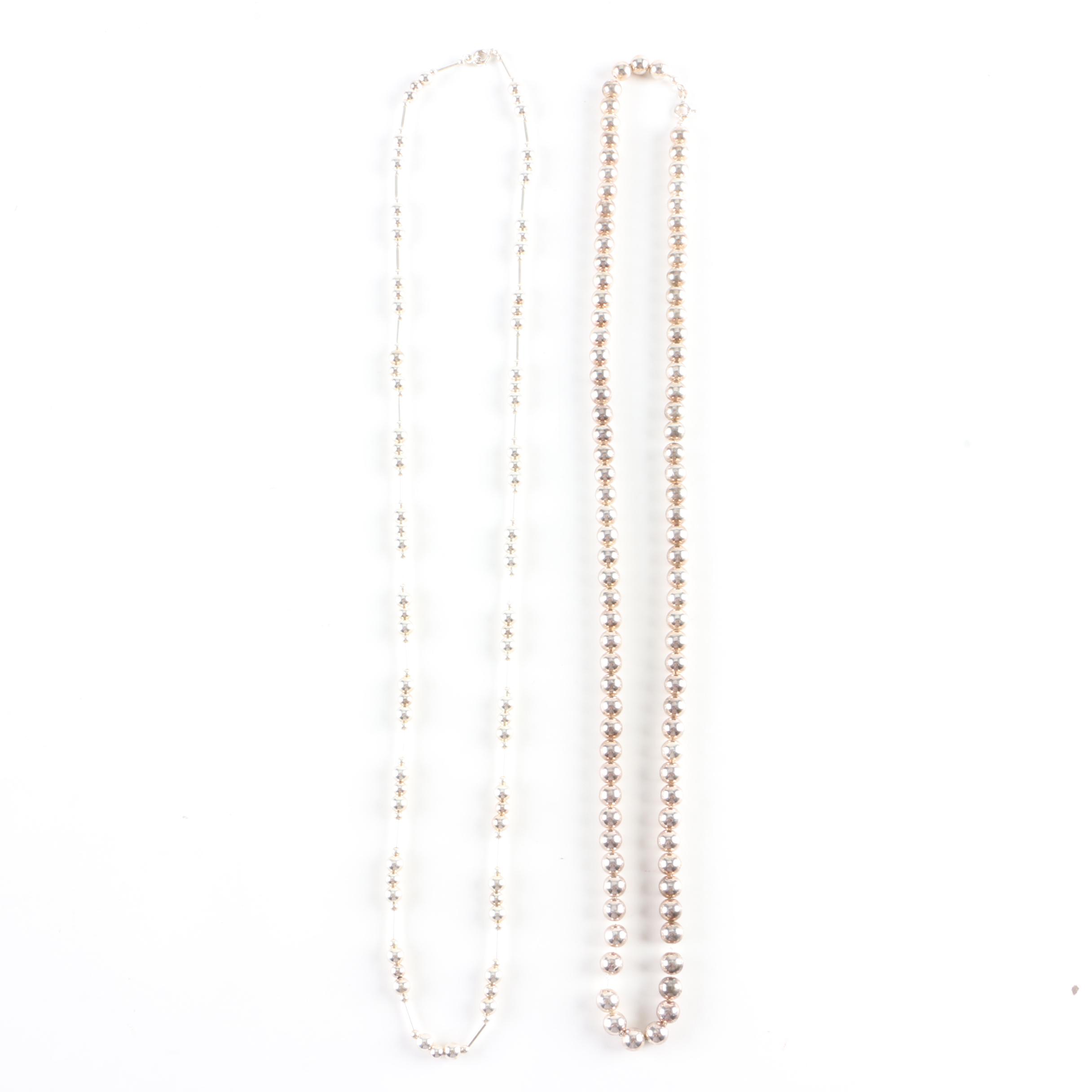 Vintage Sterling Silver Ball Necklaces