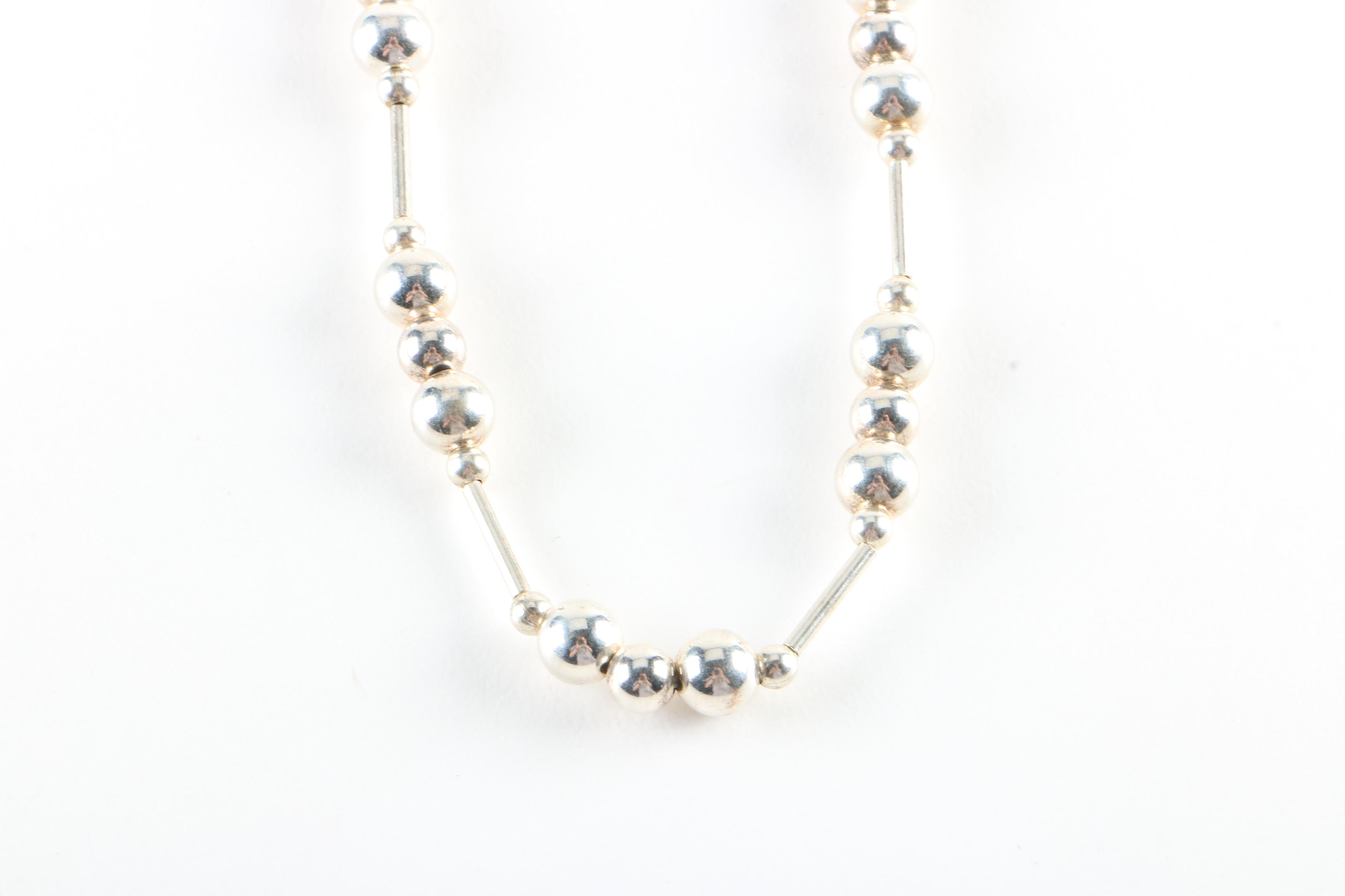 Vintage Sterling Silver Ball Necklaces