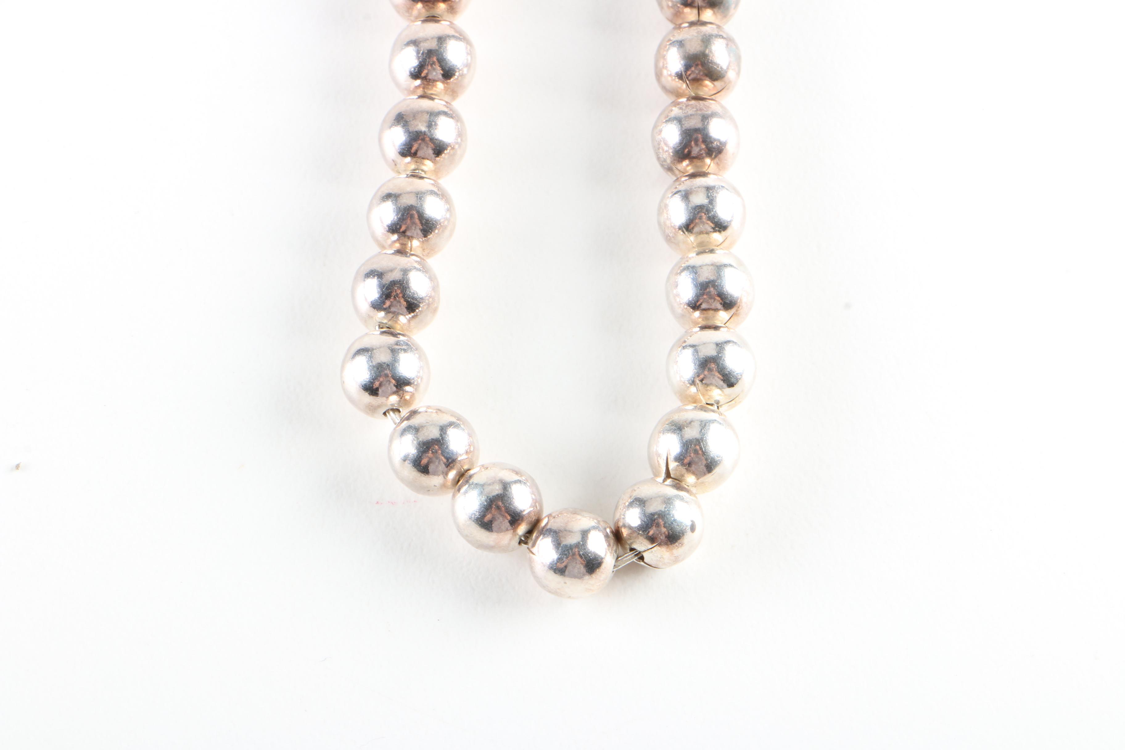 Vintage Sterling Silver Ball Necklaces