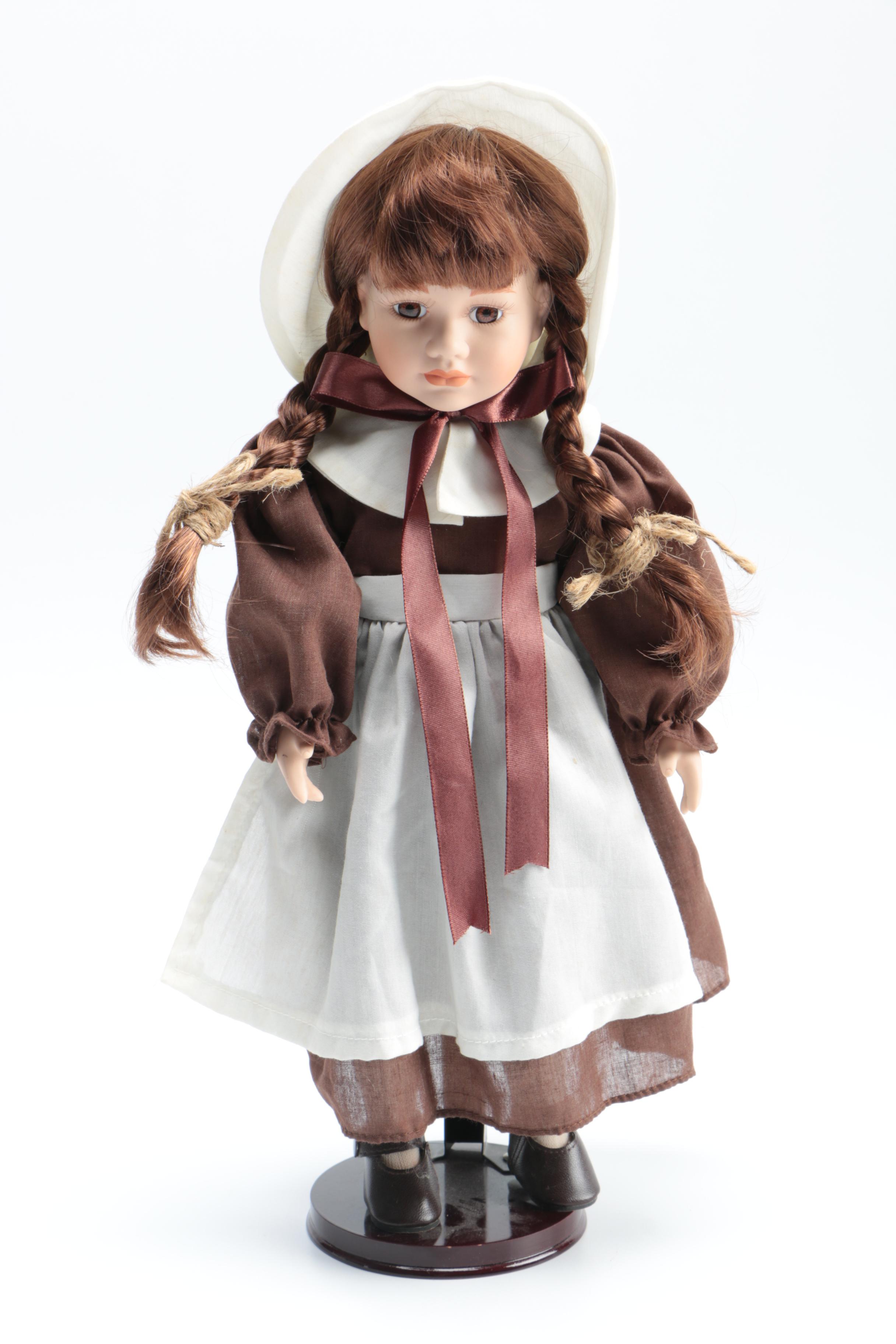 Porcelain Boy and Girl Pilgrim Dolls