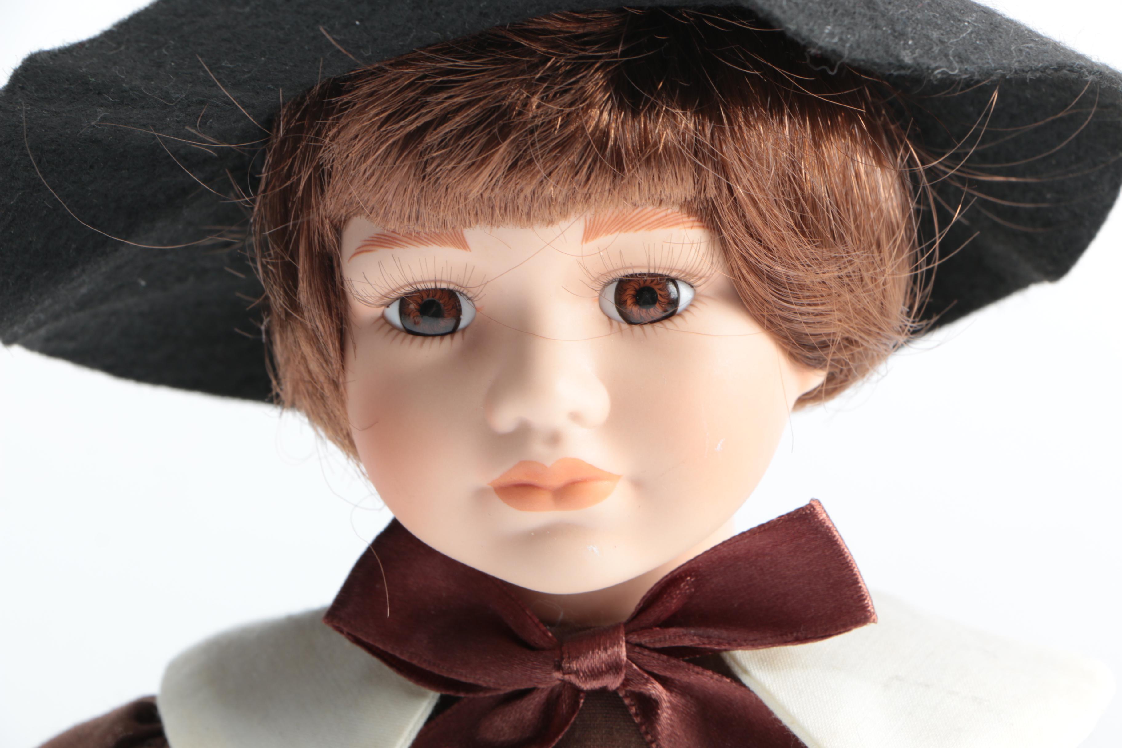 Porcelain Boy and Girl Pilgrim Dolls