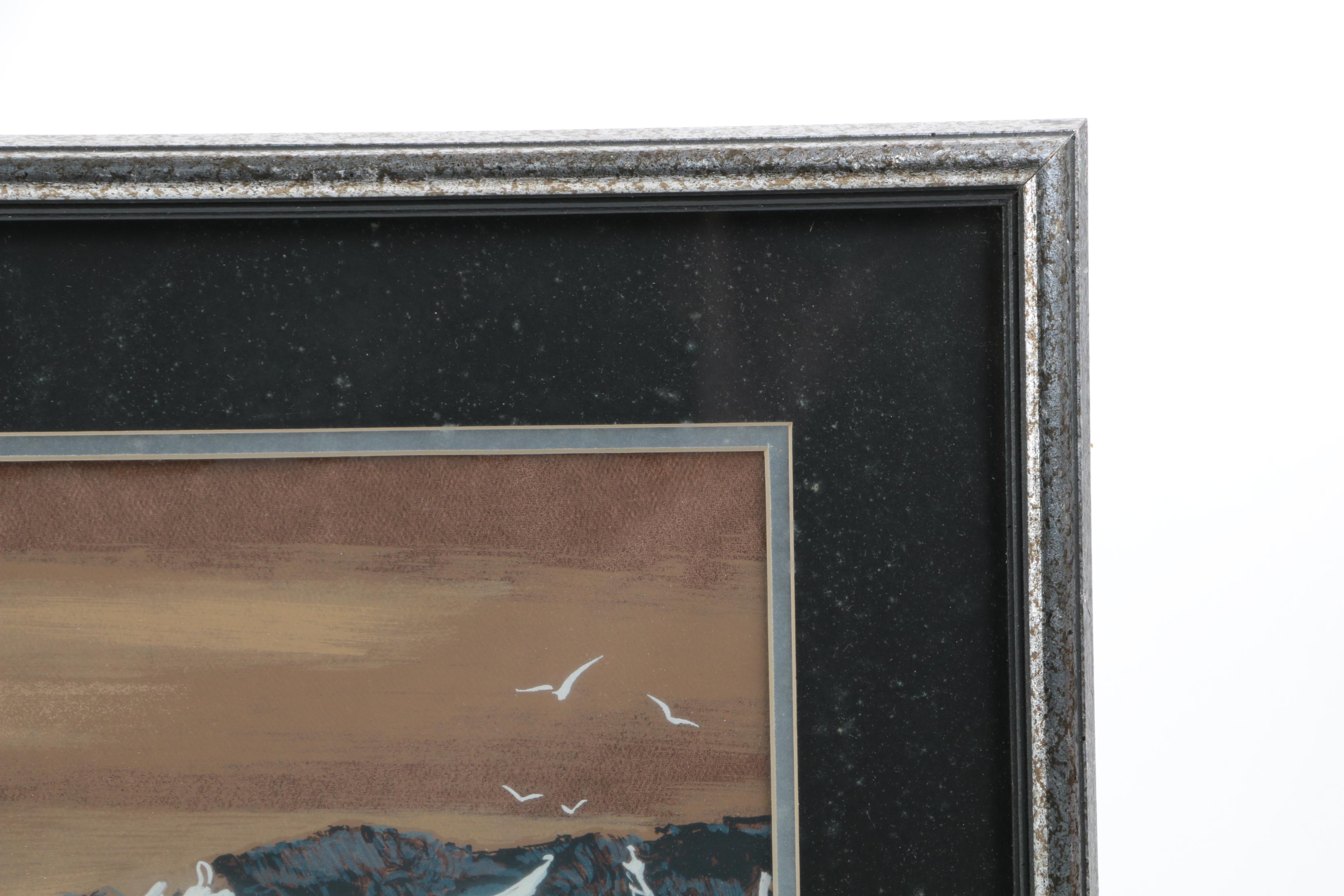 Lyman (Hopi) Hopkins Gouache on Paper "Trawlers"