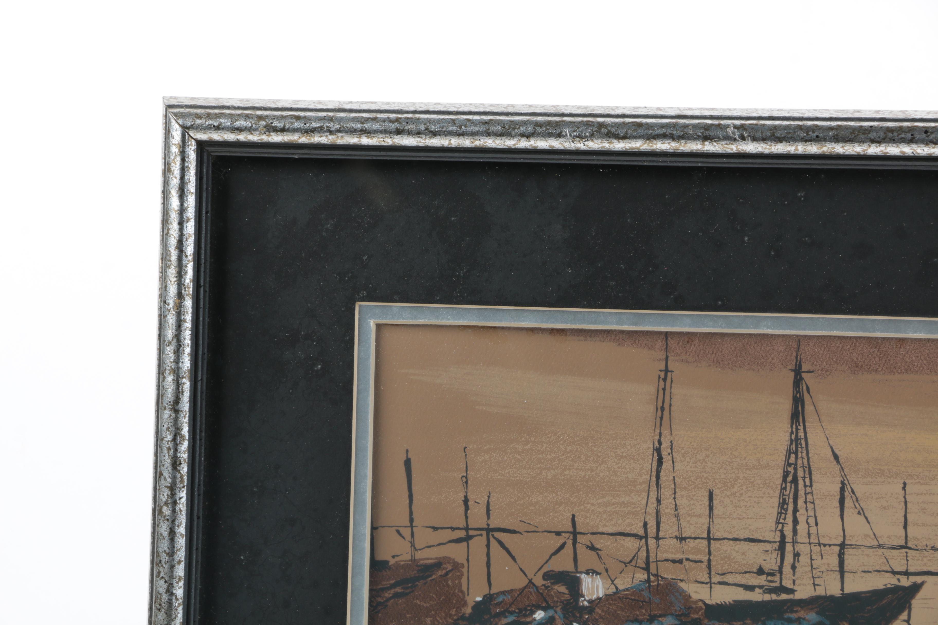 Lyman (Hopi) Hopkins Gouache on Paper "Trawlers"