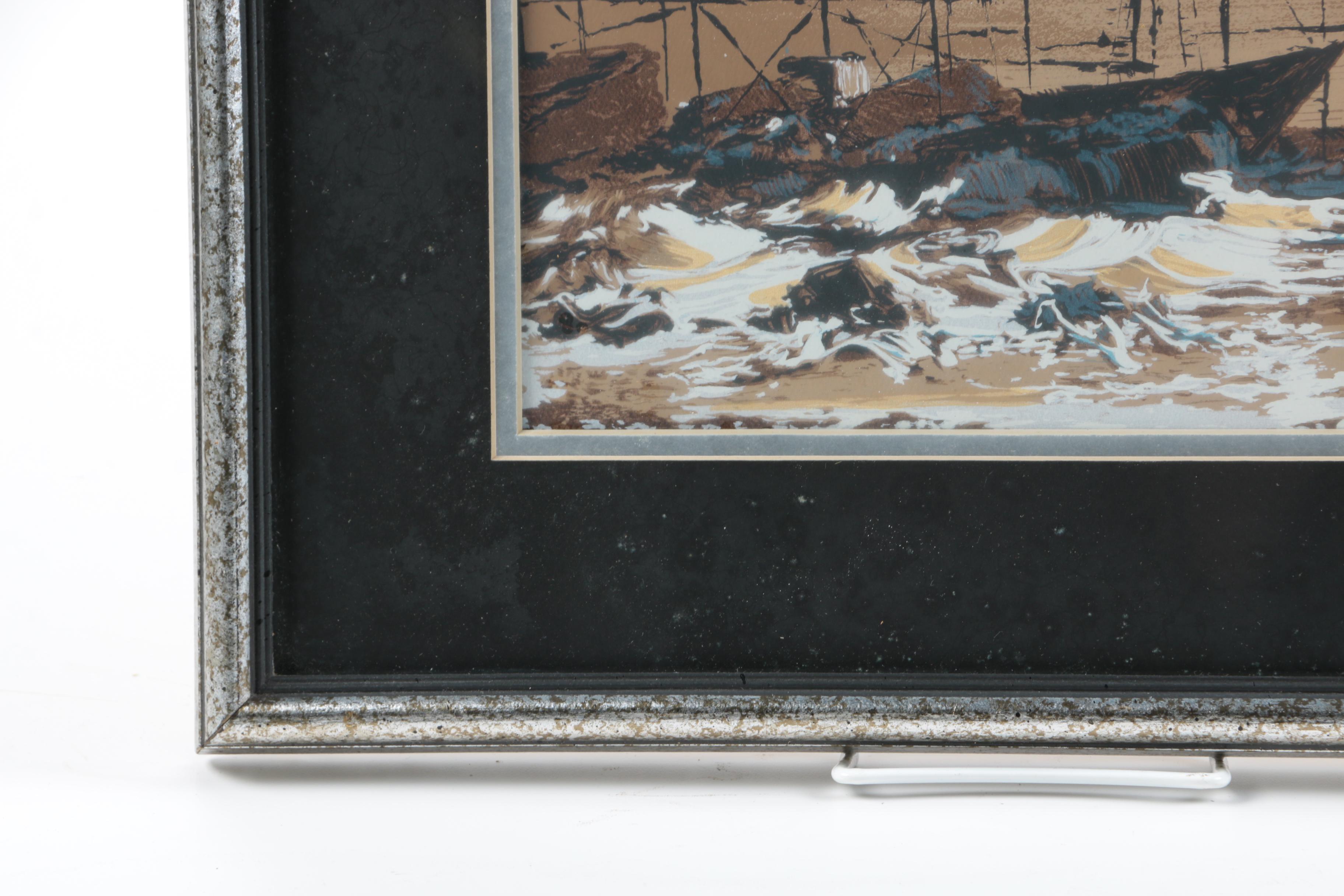 Lyman (Hopi) Hopkins Gouache on Paper "Trawlers"