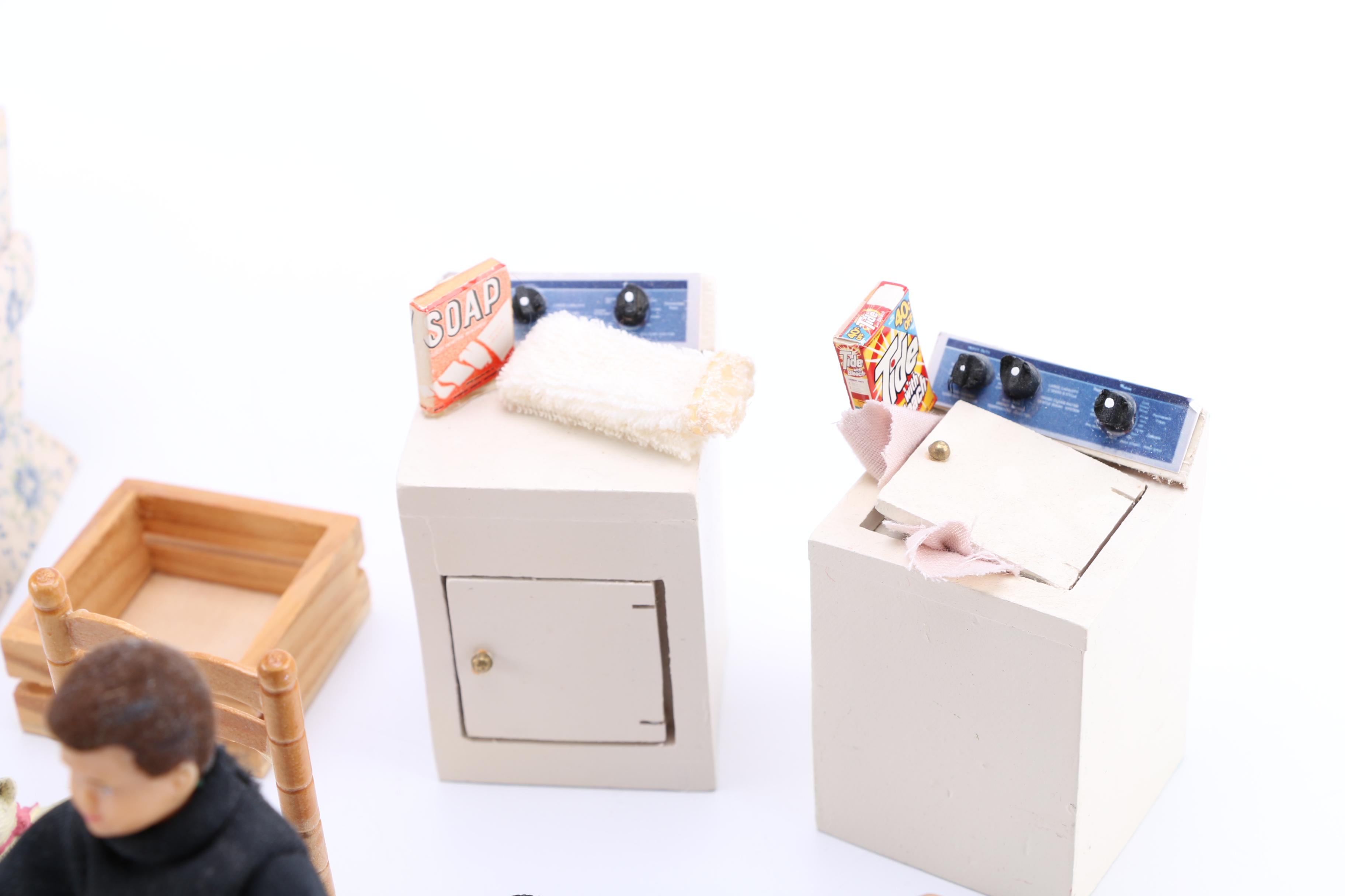 Assorted Wood and Plastic Doll House Accessories