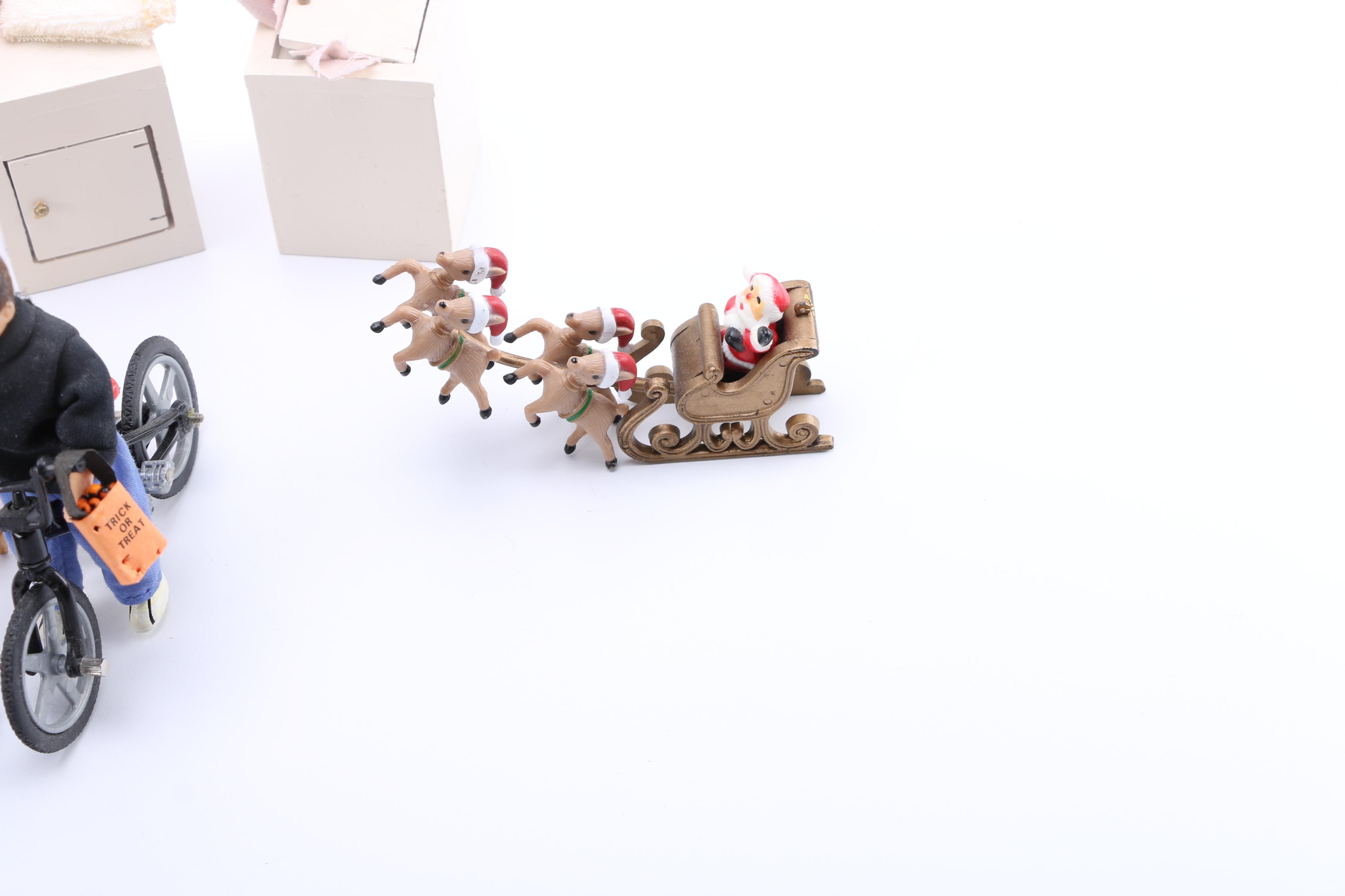 Assorted Wood and Plastic Doll House Accessories