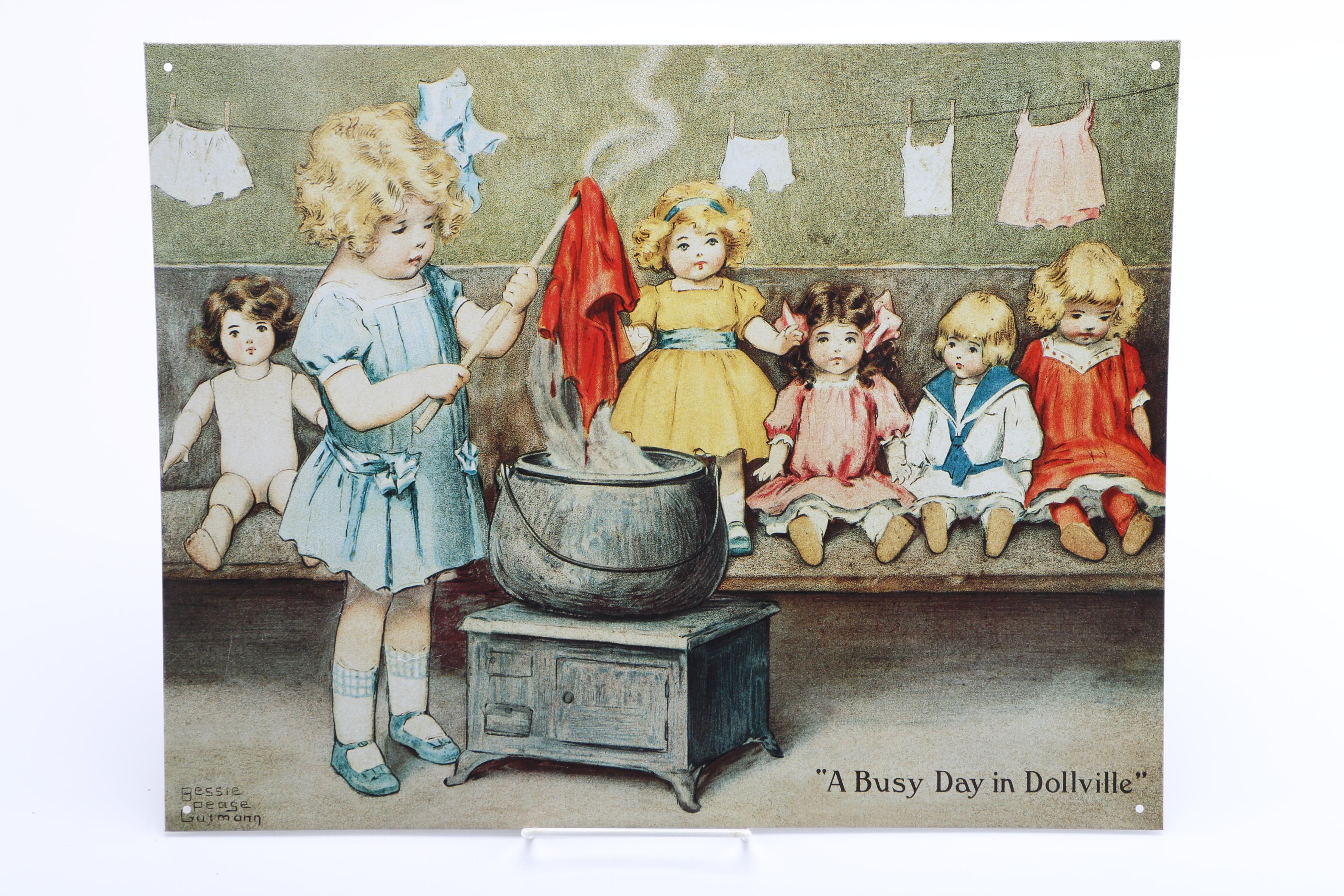 Doll Theme Decor Metal Sign and Wooden Hook Plaque