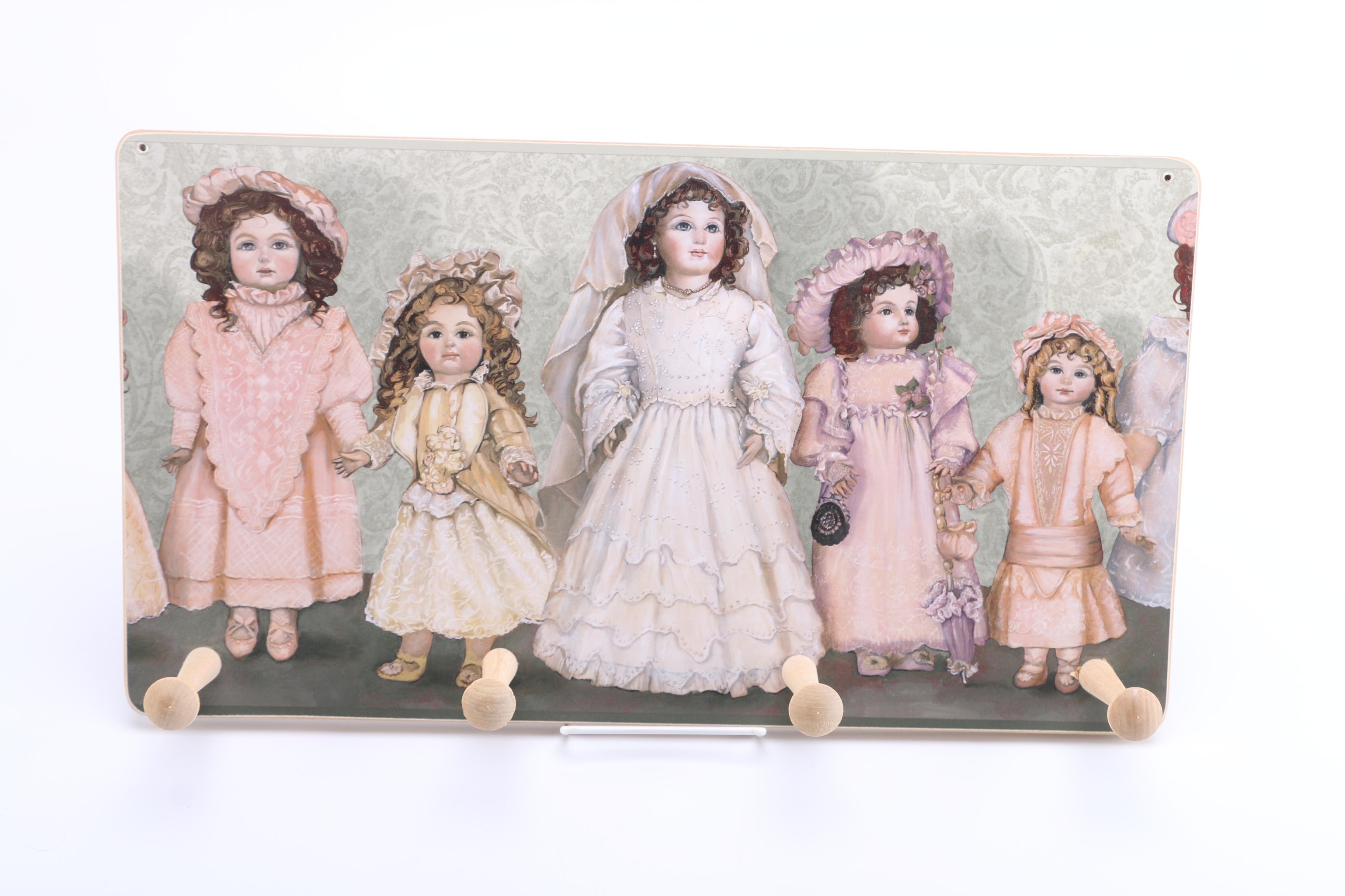 Doll Theme Decor Metal Sign and Wooden Hook Plaque