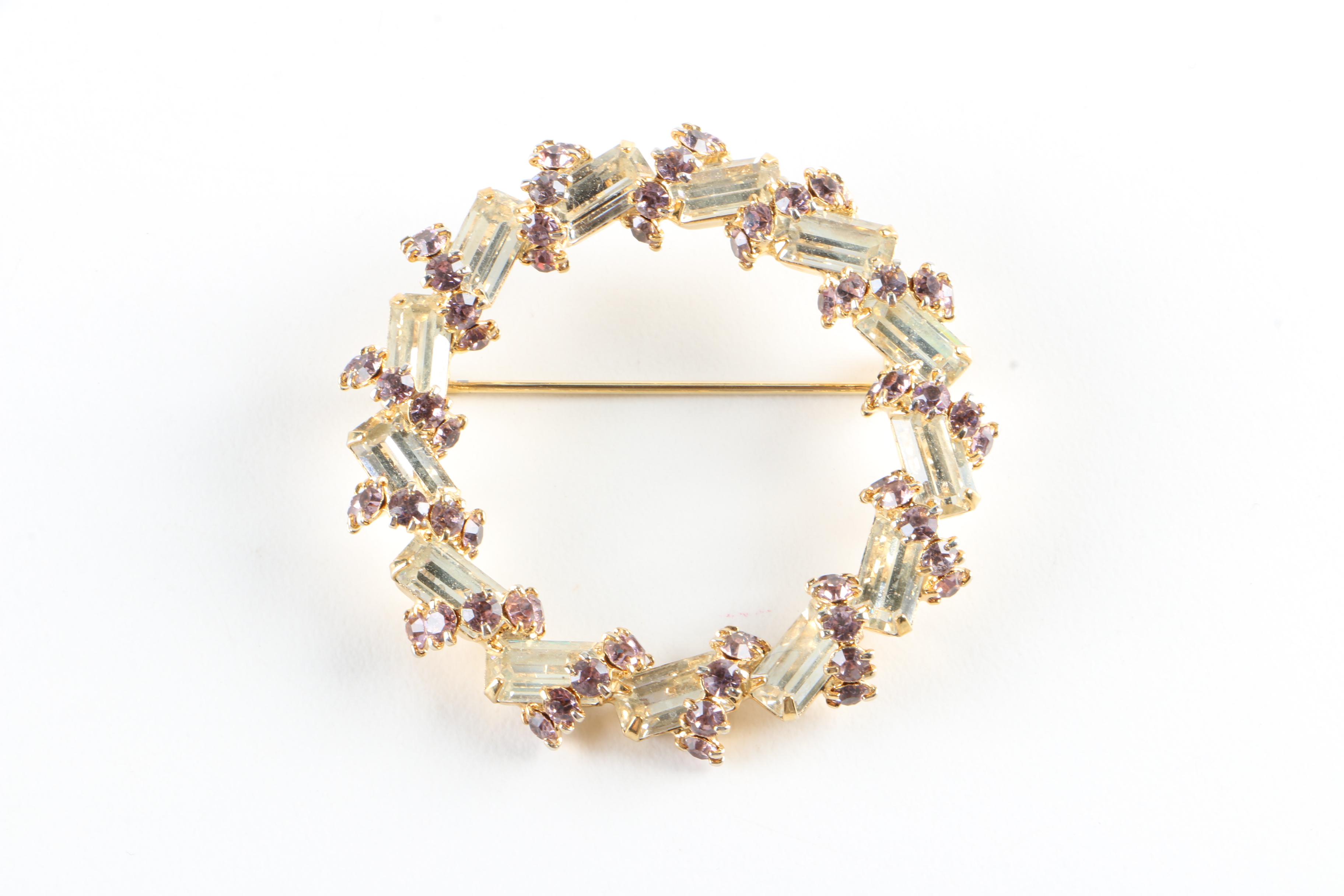 Vintage Brooches, Earrings, and a Pearl Bracelet