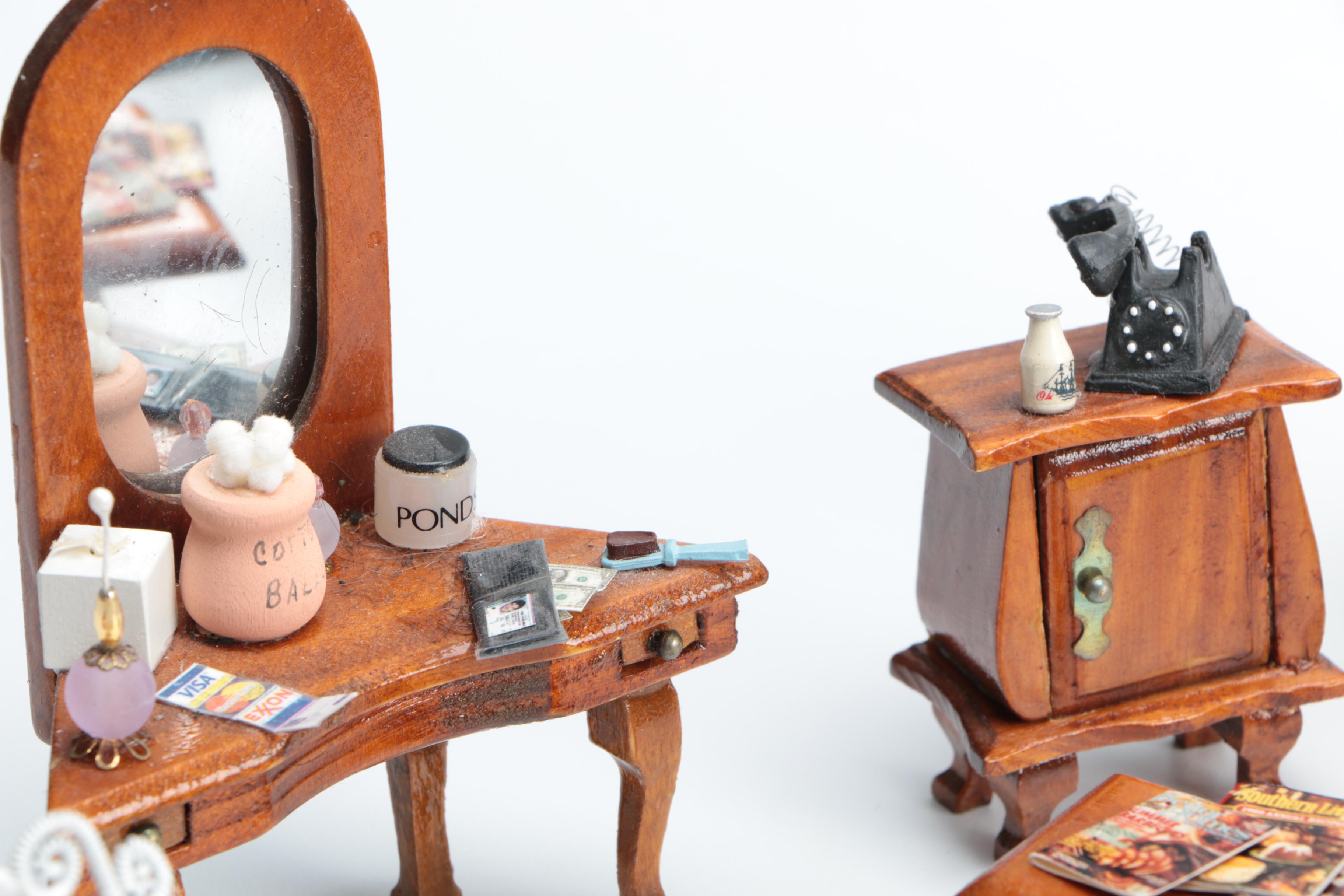 Assortment of Doll House Furniture and More