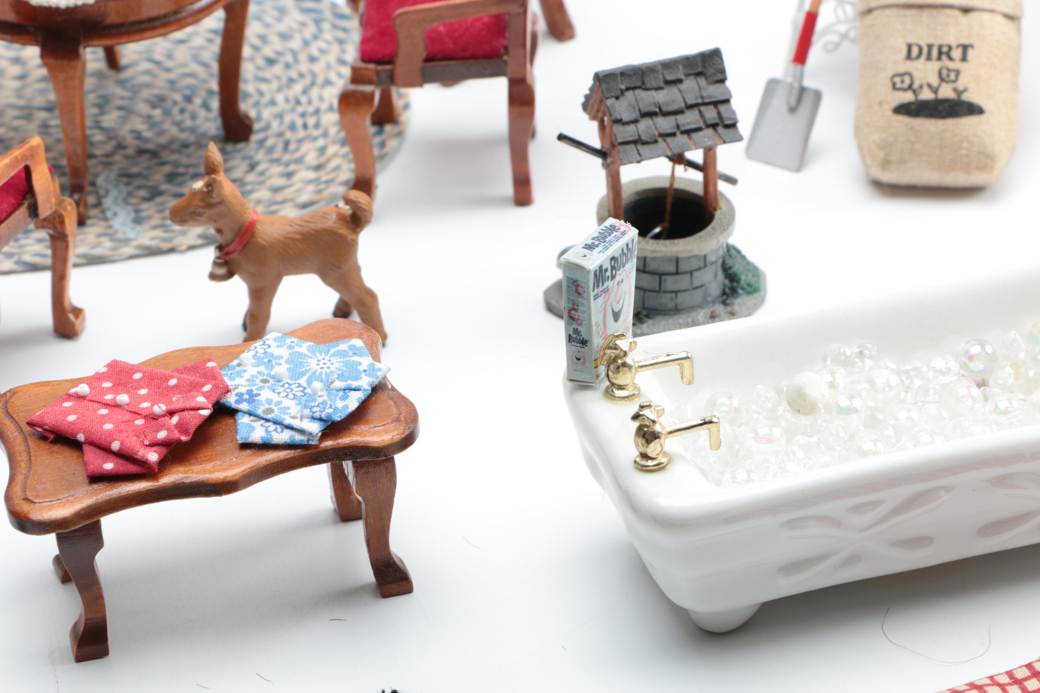 Assortment of Doll House Furniture and More