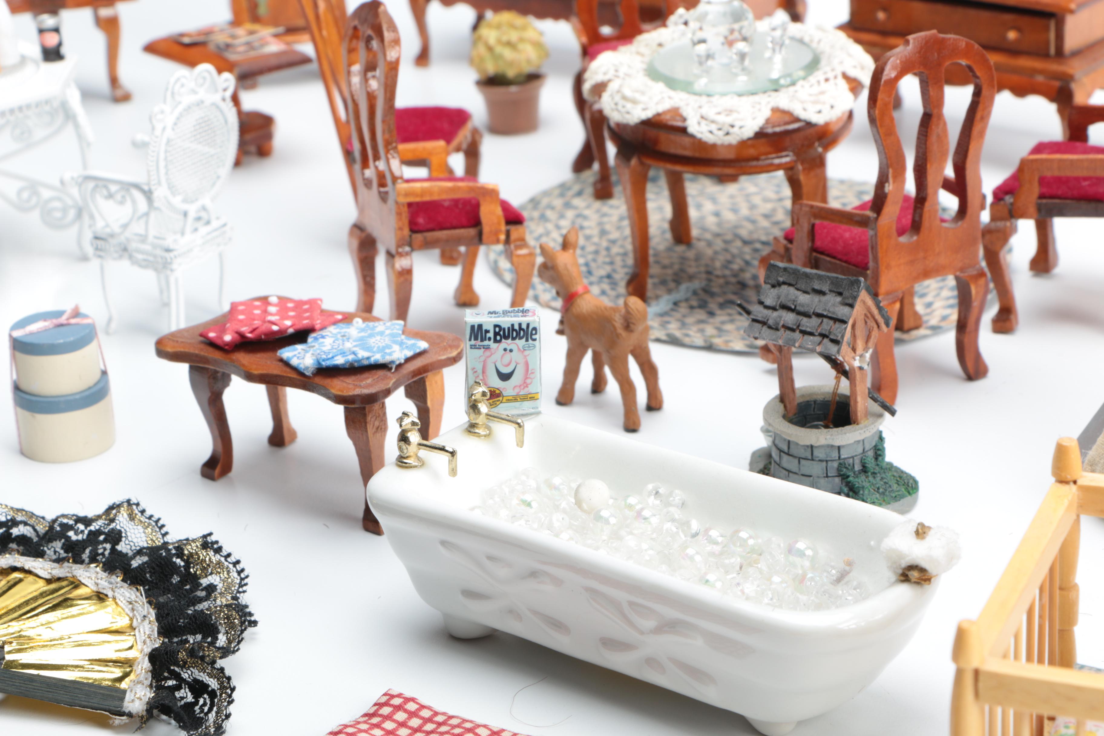 Assortment of Doll House Furniture and More