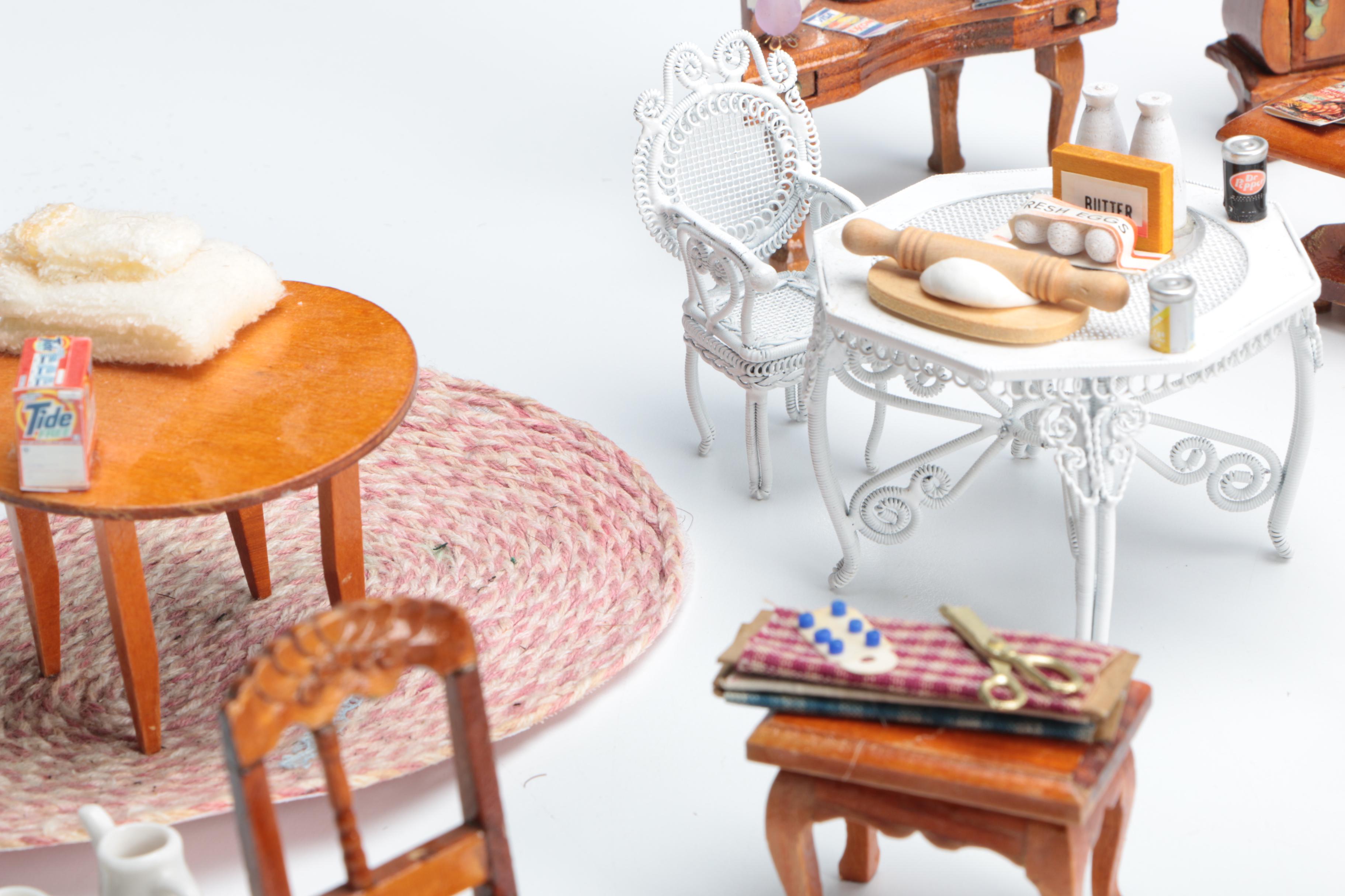 Assortment of Doll House Furniture and More