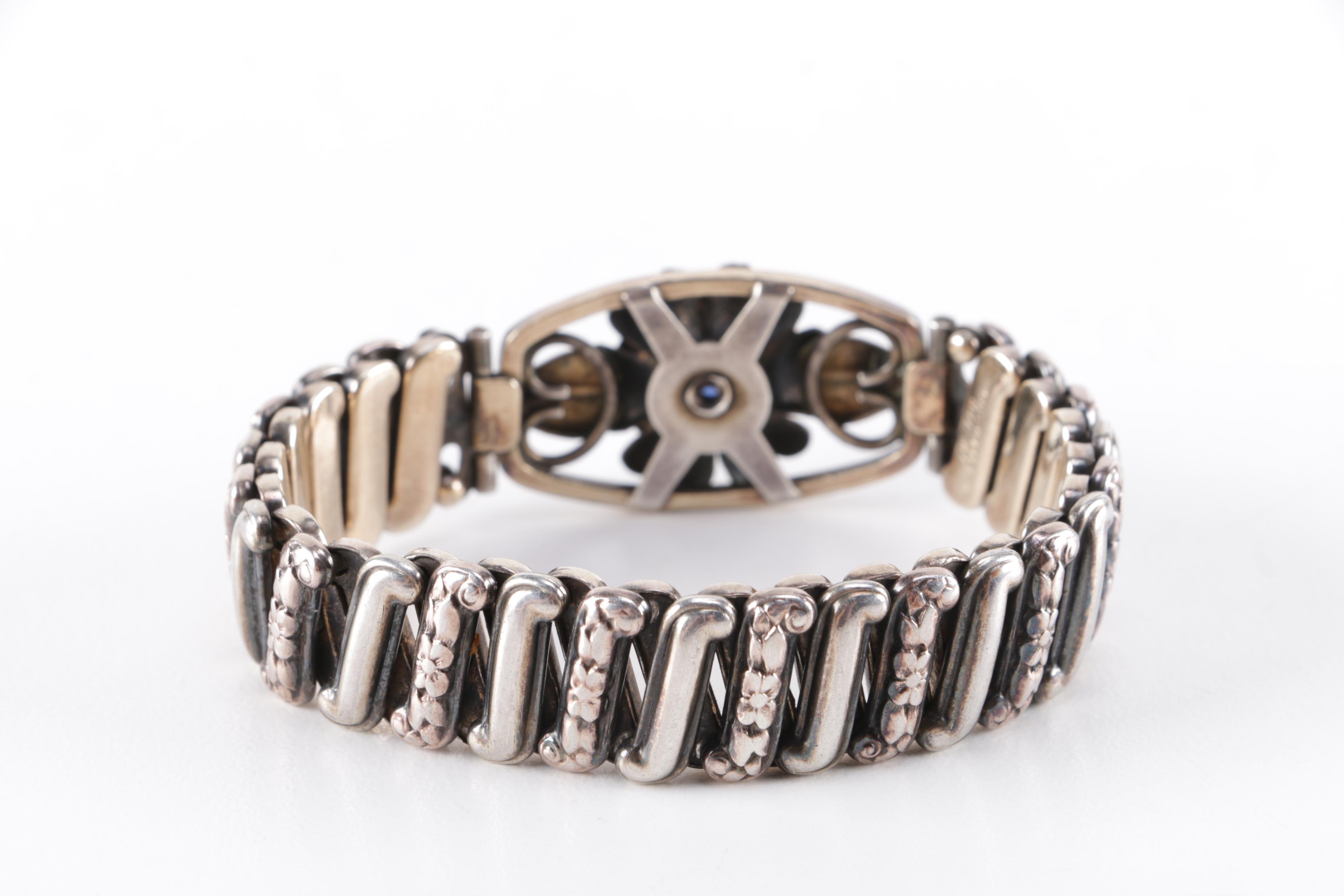 Vintage Sterling Bracelet and 800 Silver Lipstick Case