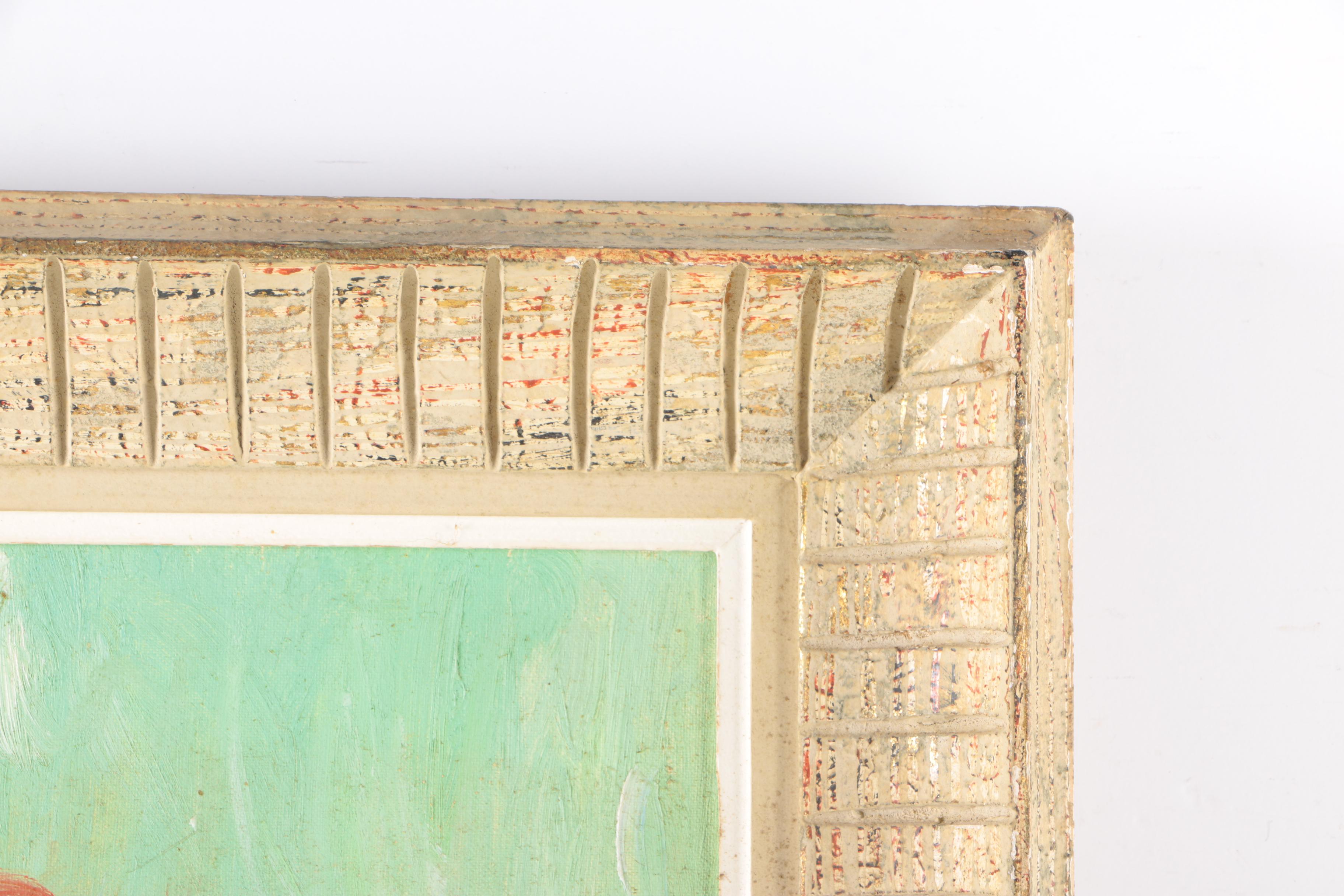 Signed Oil on Board Portrait of a Clown