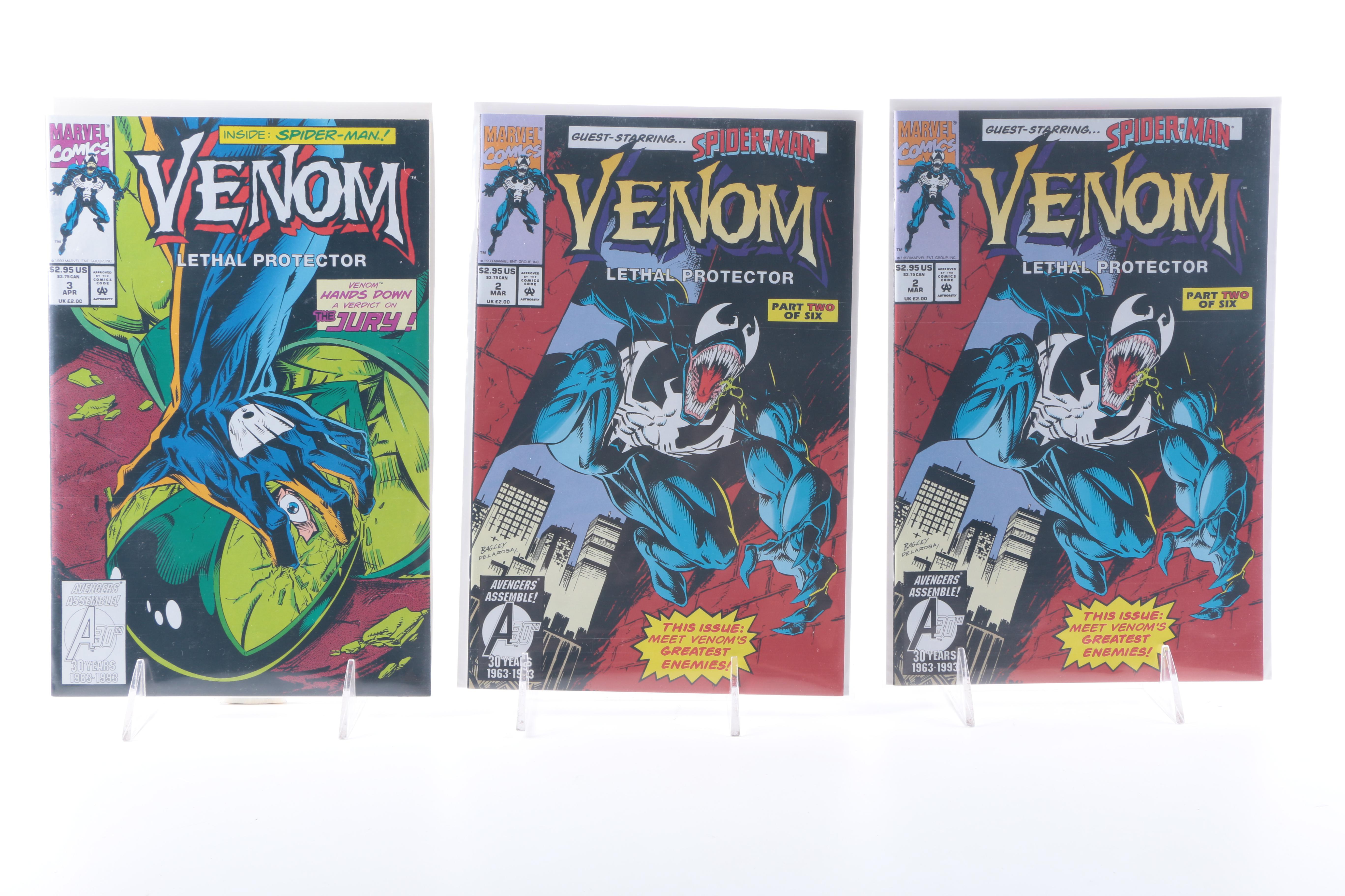 Assorted Marvel Symbiote Comics with Venom Display