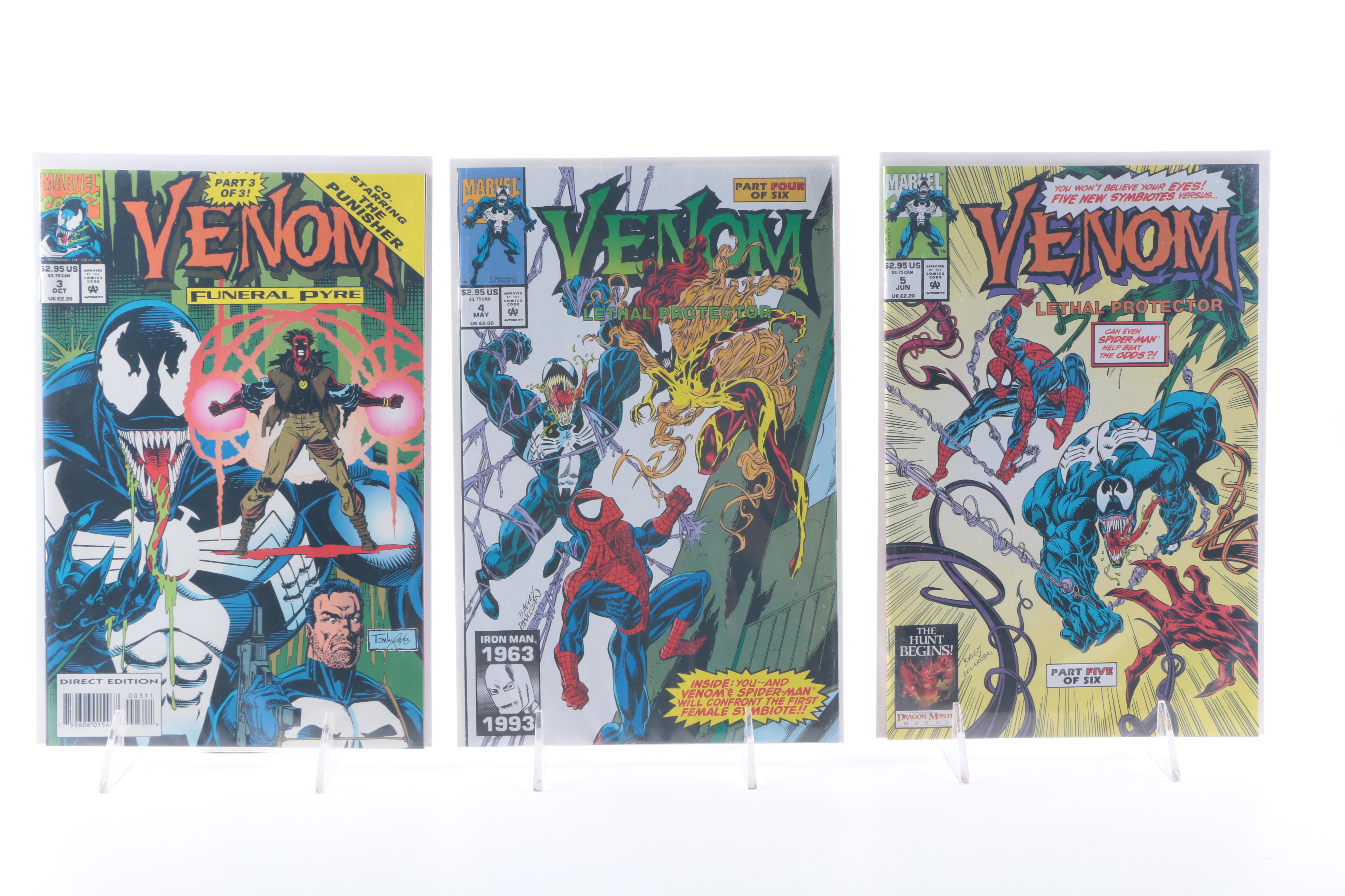 Assorted Marvel Symbiote Comics with Venom Display