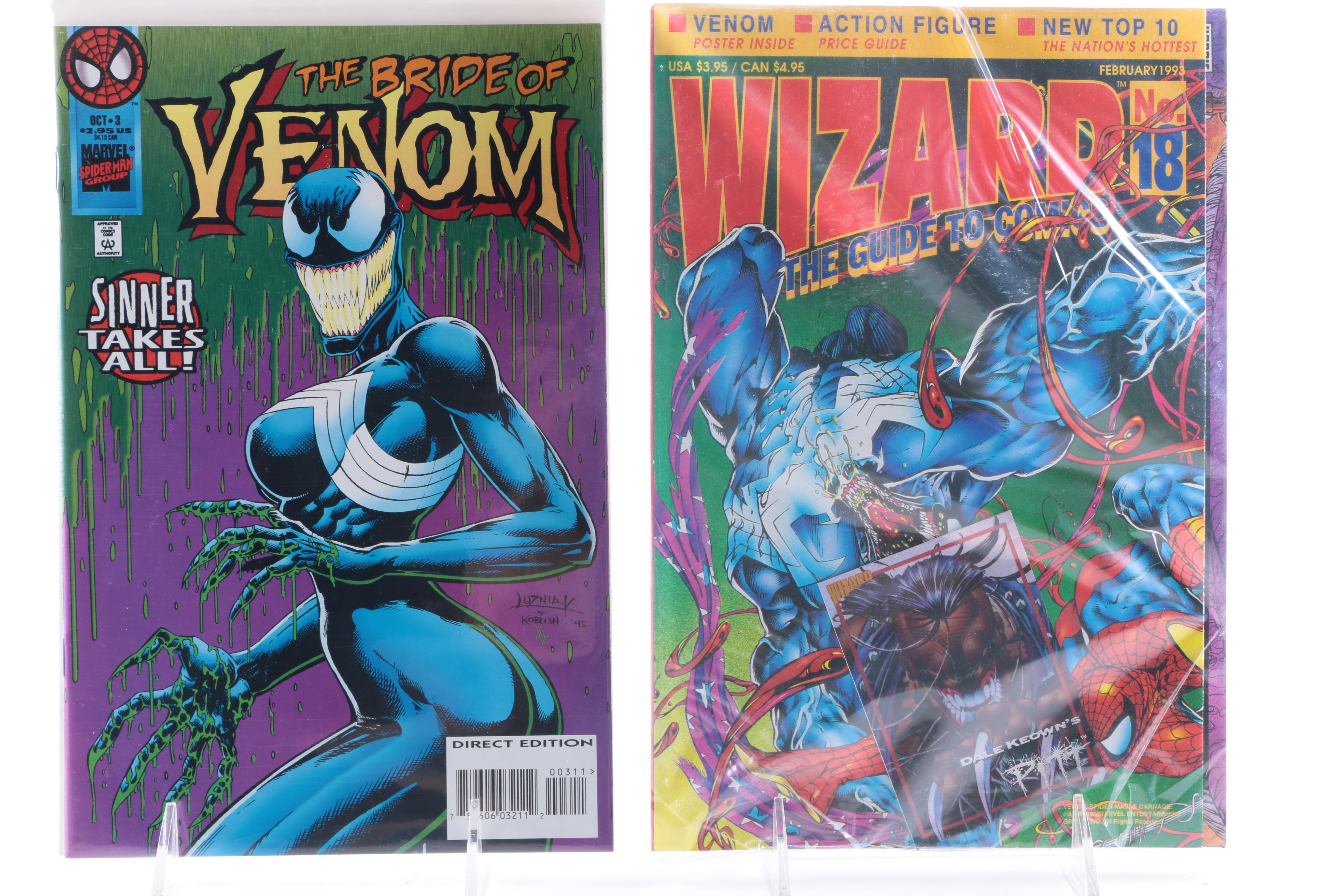 Assorted Marvel Symbiote Comics with Venom Display