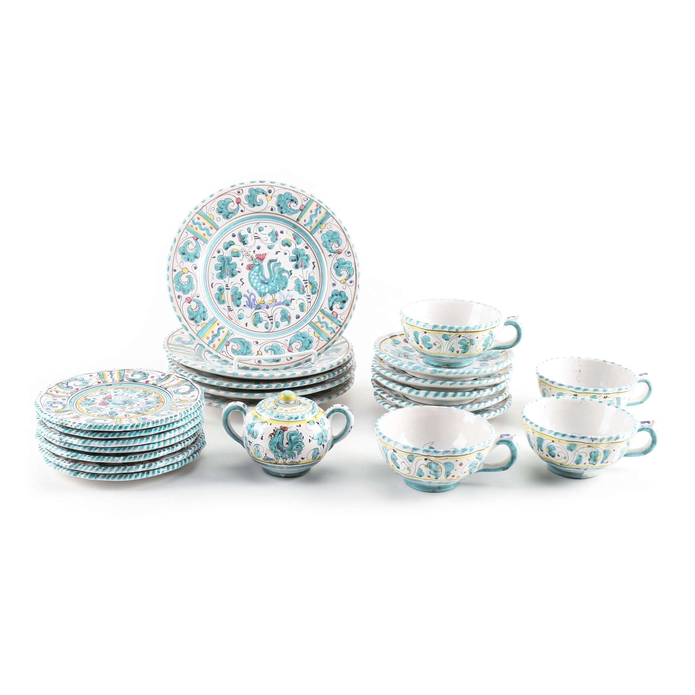 Hand Painted Deruta "Orvieto" Rooster China Set