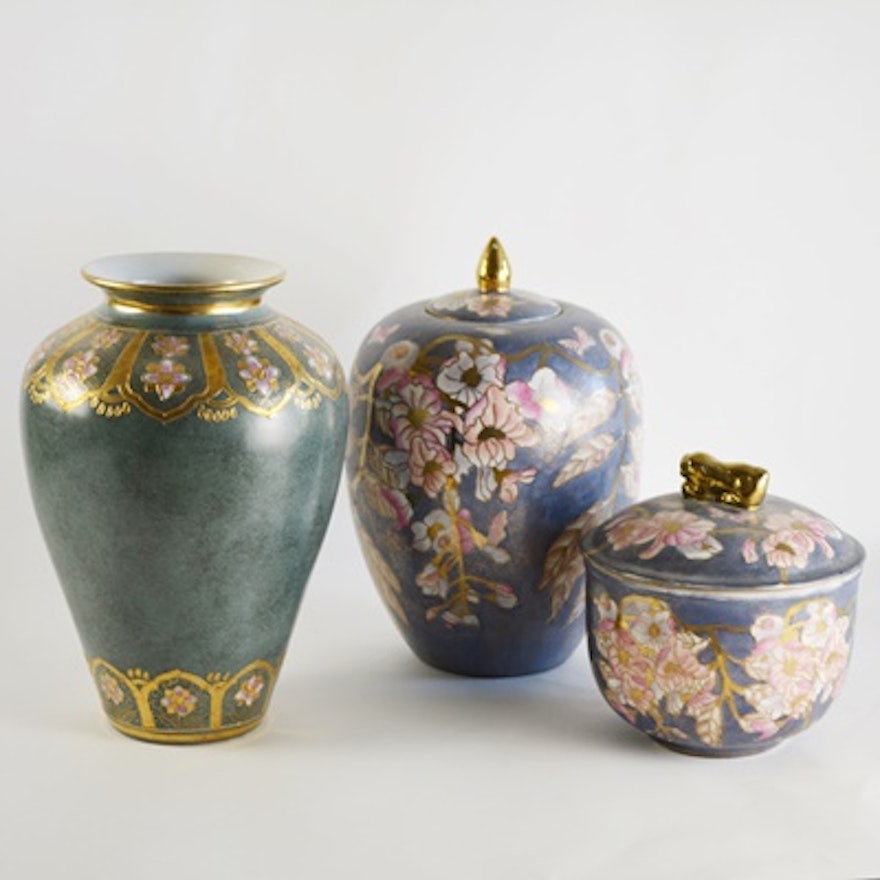 Toyo Decorative Vase, With a Matching Urn and Pot