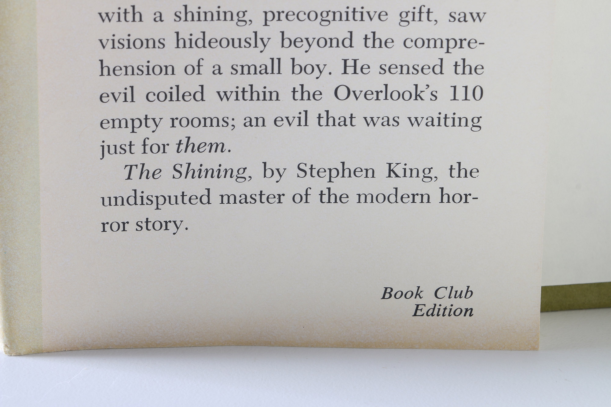 1977 Book Club Edition of "The Shining" by Stephen King