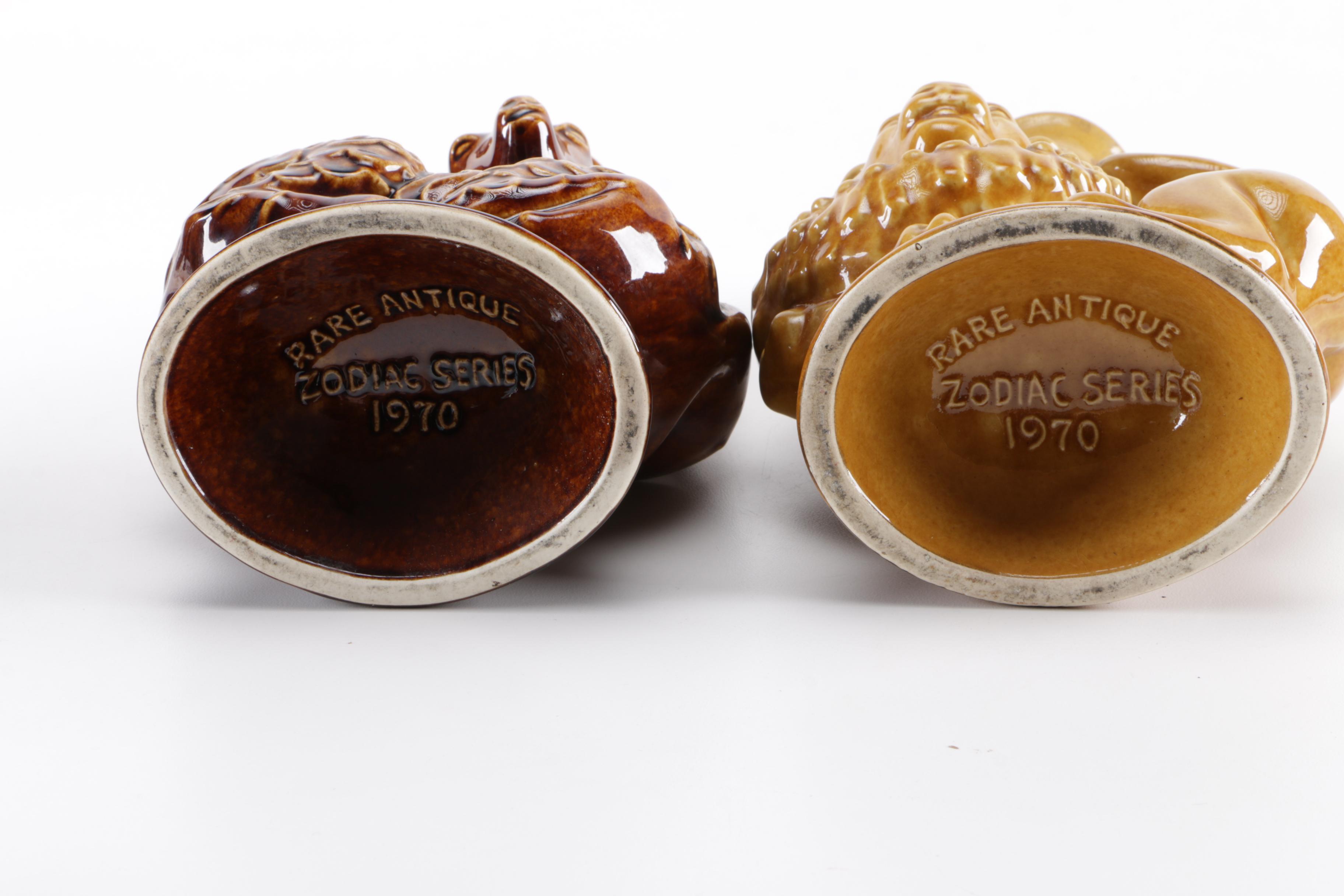 1970 "Rare Antique Zodiac Series" Ceramic Kentucky Bourbon Decanters