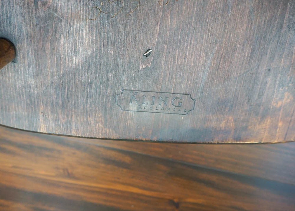 Vintage American Empire Inspired Oak Dining Table With Chairs by Kling Colonial