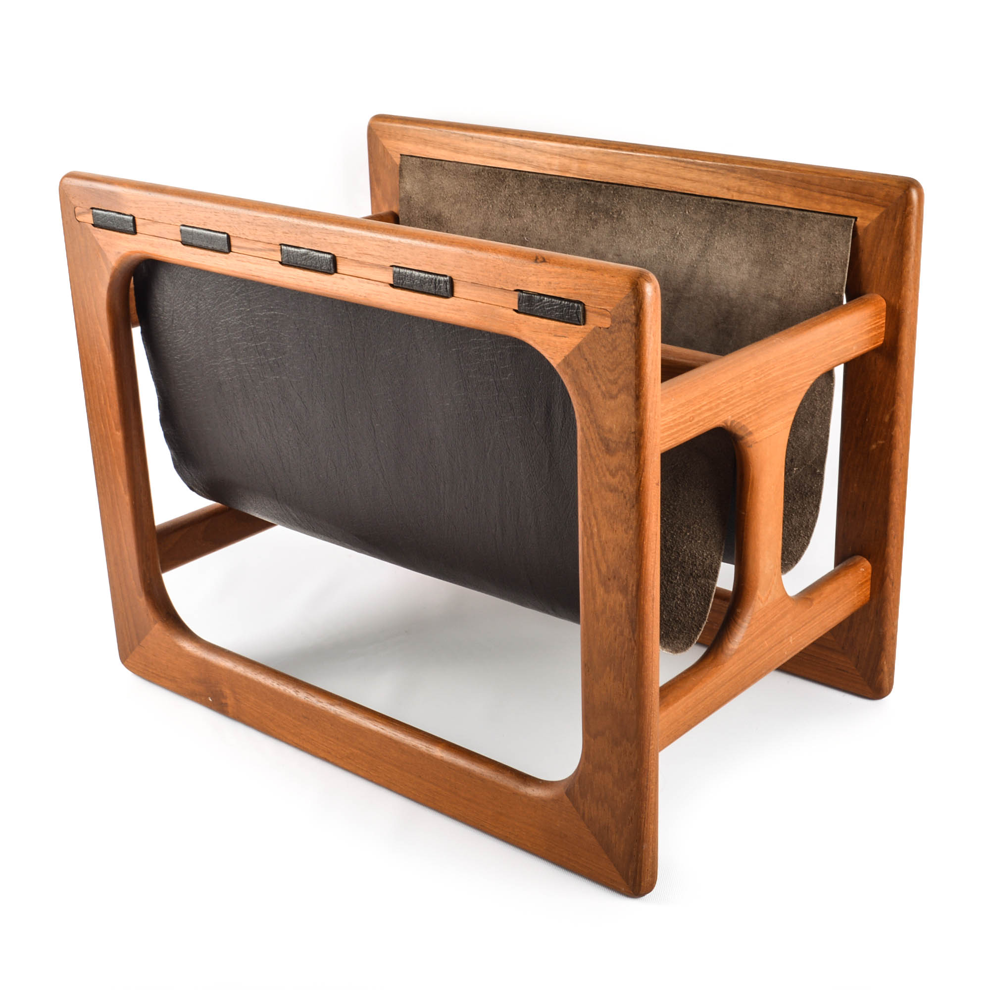 Danish Modern Salin Møbler Teak and Leather Magazine Rack