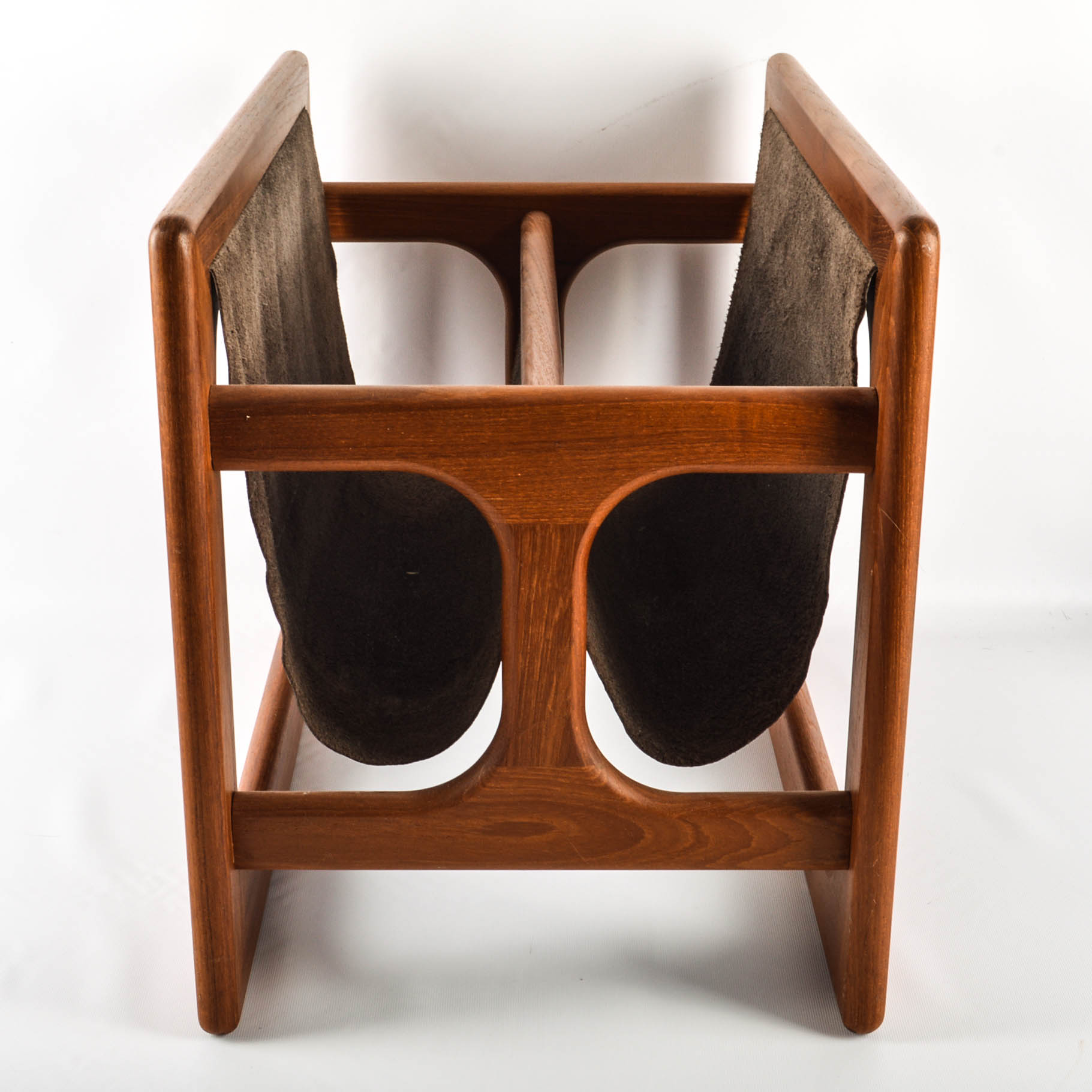 Danish Modern Salin Møbler Teak and Leather Magazine Rack