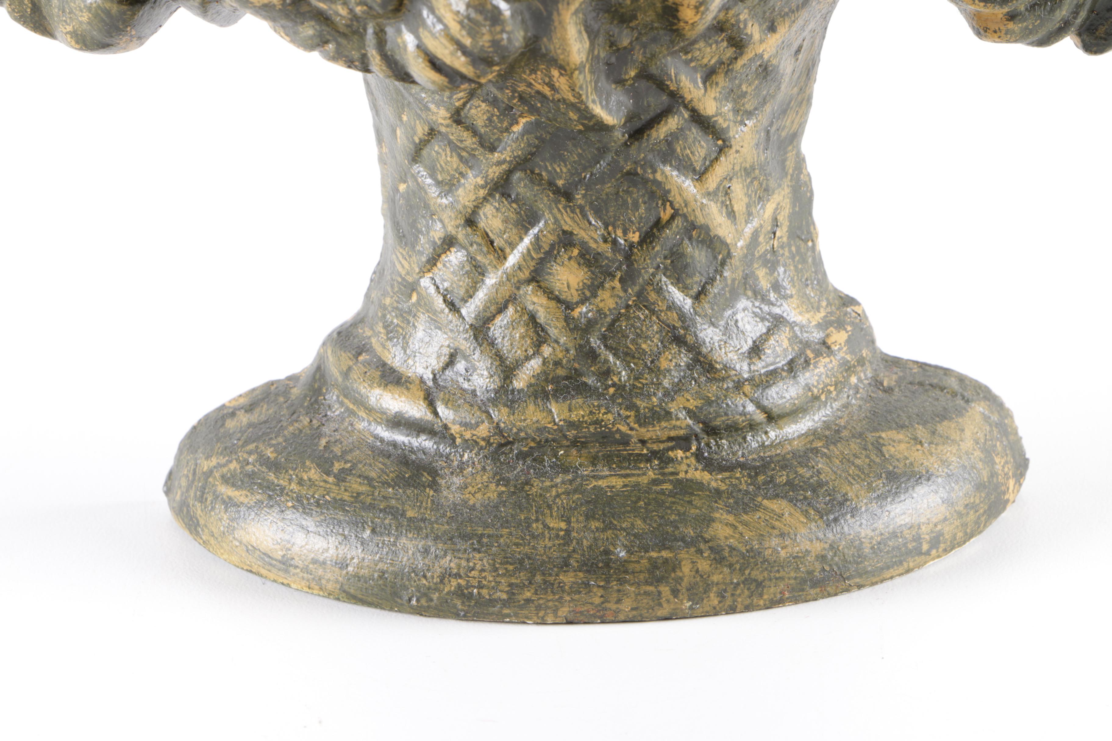Cast Iron Floral Door Stopper with a Brass Patina