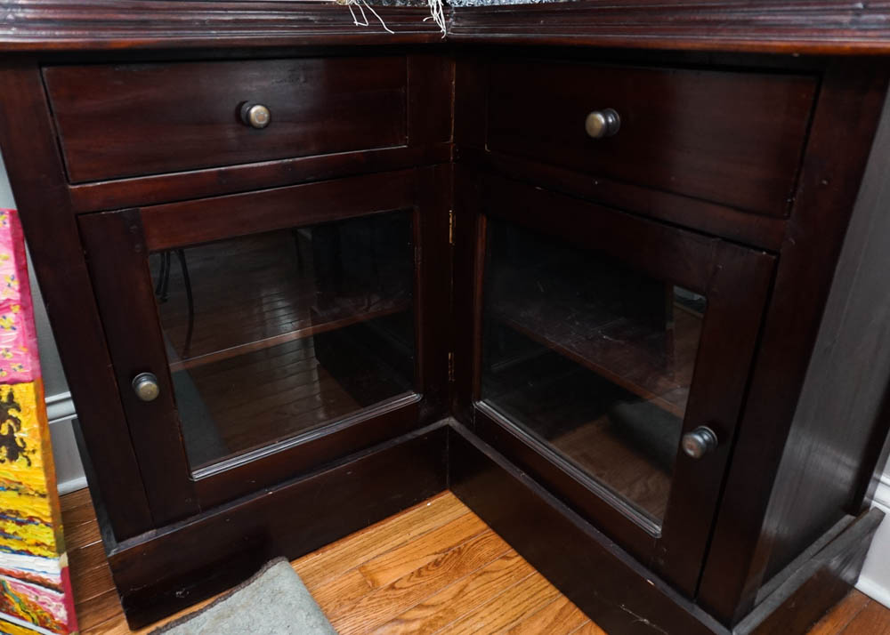 Vintage Dark Cherry Corner Cabinet