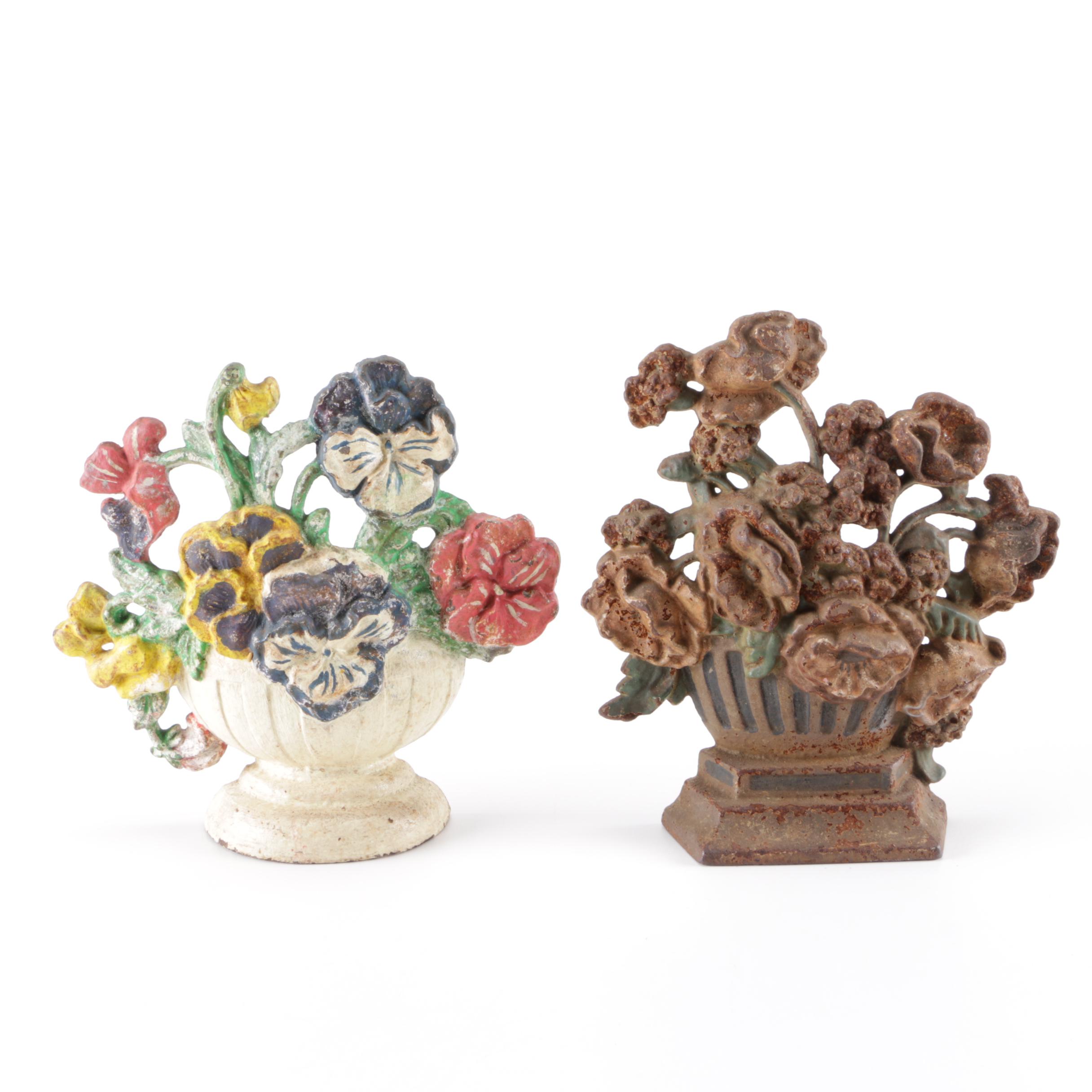 Pair of Cast Iron Floral Decorative Pieces