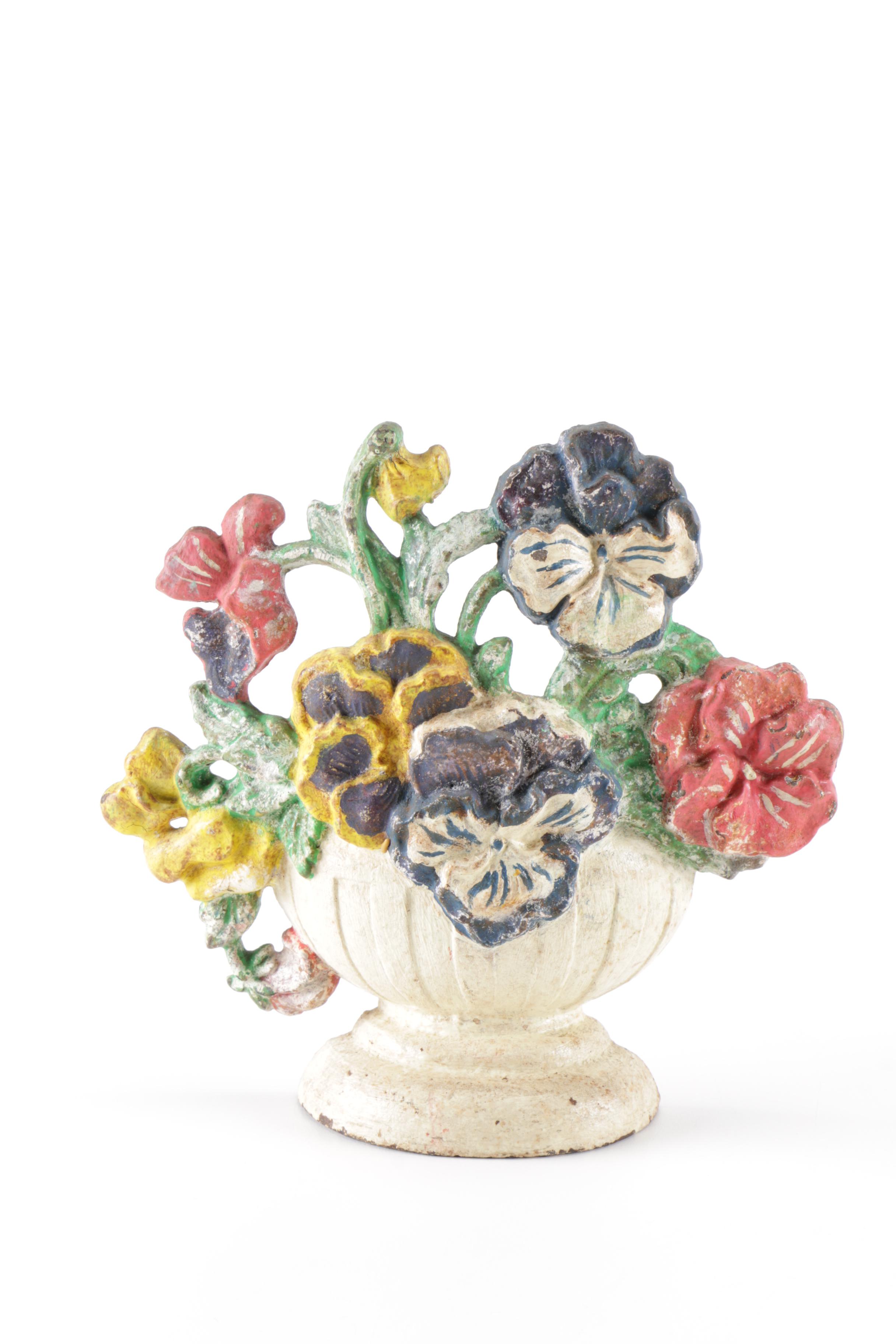 Pair of Cast Iron Floral Decorative Pieces