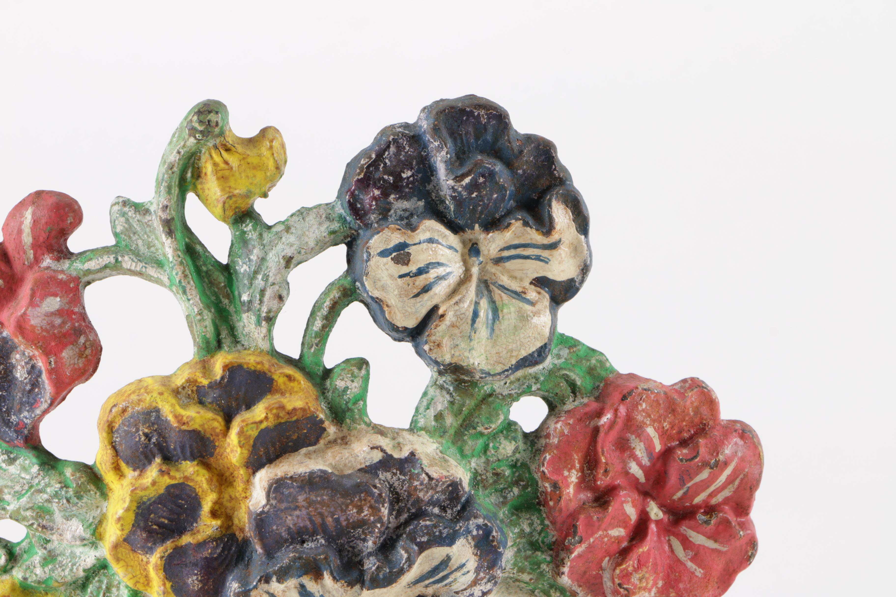 Pair of Cast Iron Floral Decorative Pieces